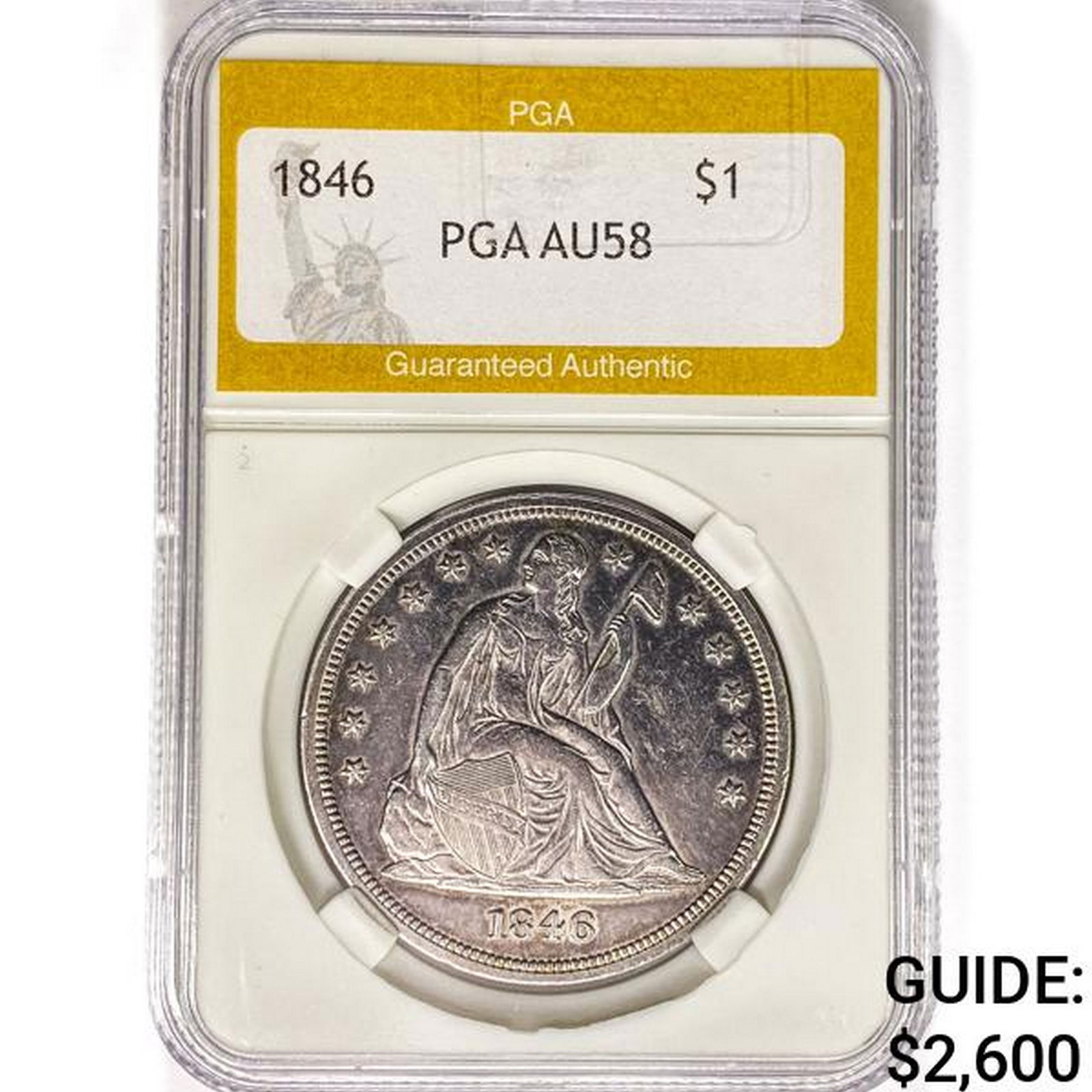 1846 Seated Liberty Dollar PGA AU58 (1 of 2)