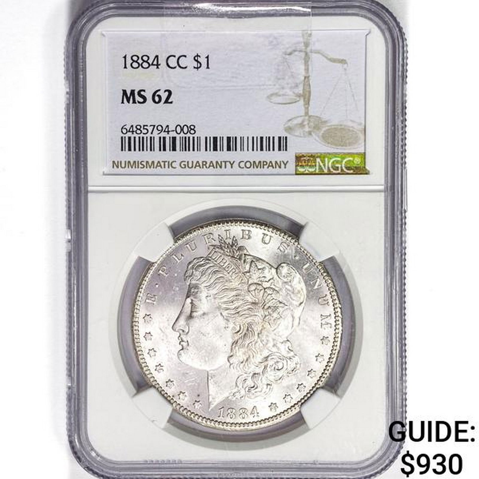 1884-CC Morgan Silver Dollar NGC MS62 (1 of 2)