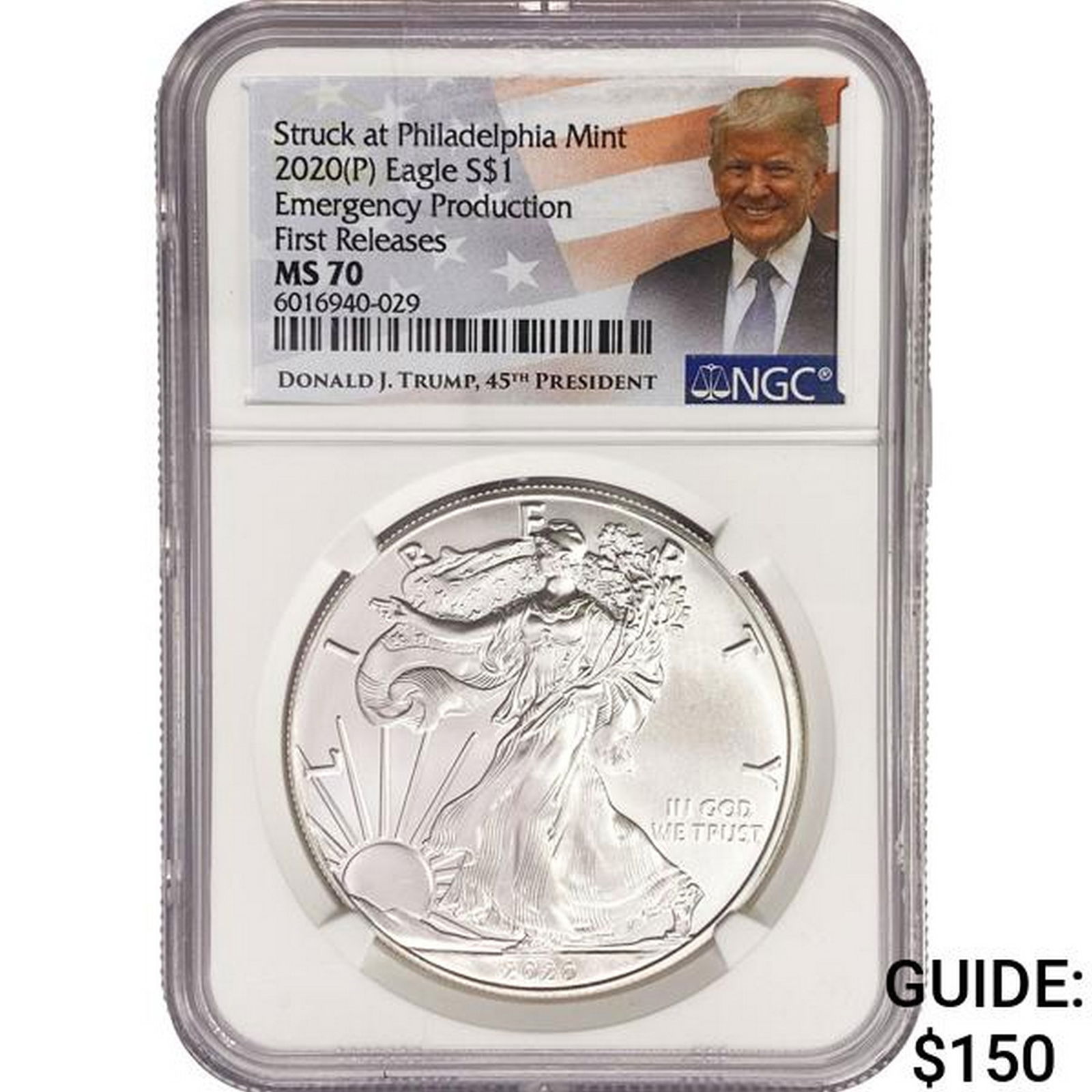 2020(P) American Silver Eagle NGC MS70 Trump (1 of 2)