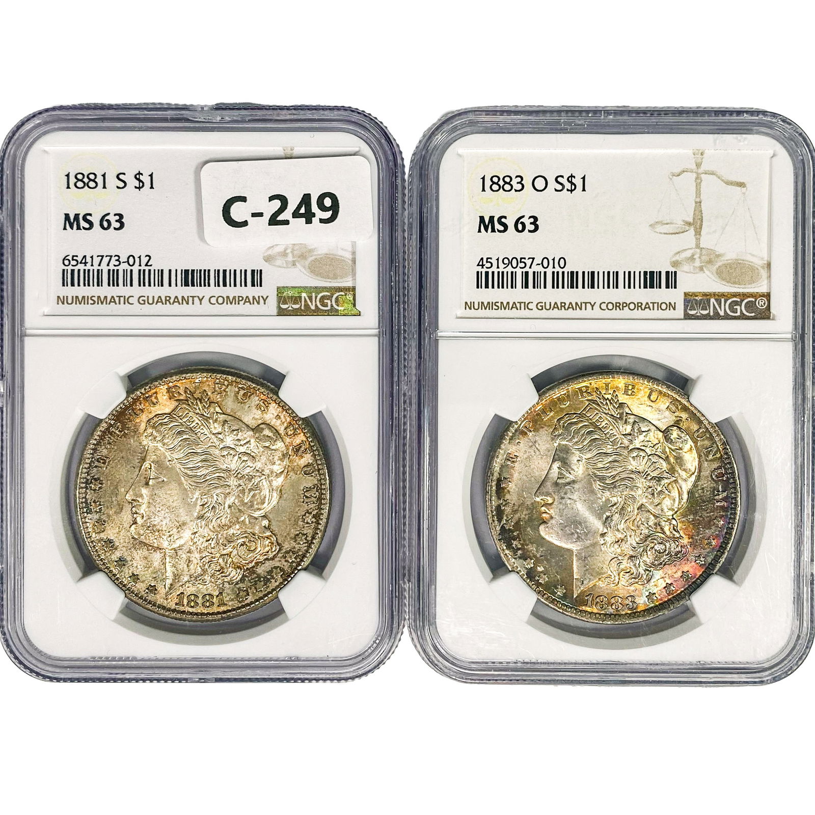 [2] Morgan Silver Dollars NGC MS63 [1881-S, 1883-O (1 of 2)