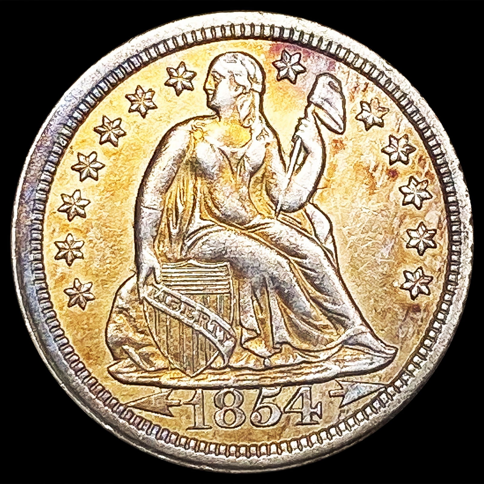 1854-O Arws Seated Liberty Dime UNCIRCULATED (1 of 2)