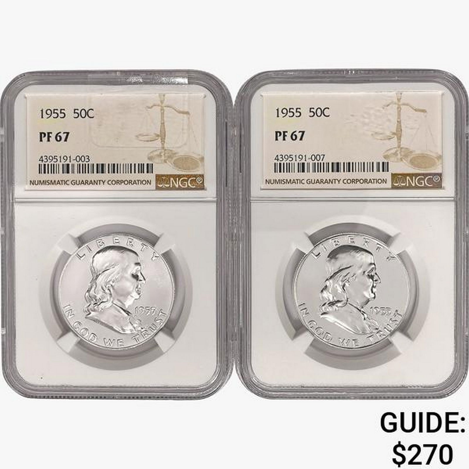 1955 (Set 2) Franklin Half Dollar NGC PF67 (1 of 2)