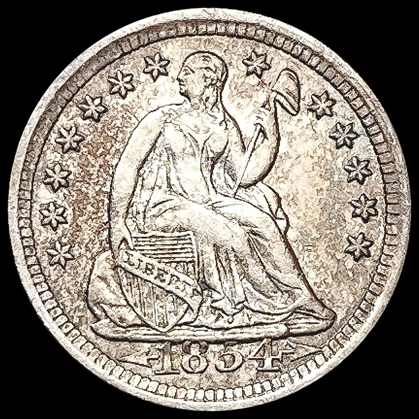 1854 Arws Seated Liberty Half Dime CLOSELY UNCIRCULATED (1 of 2)