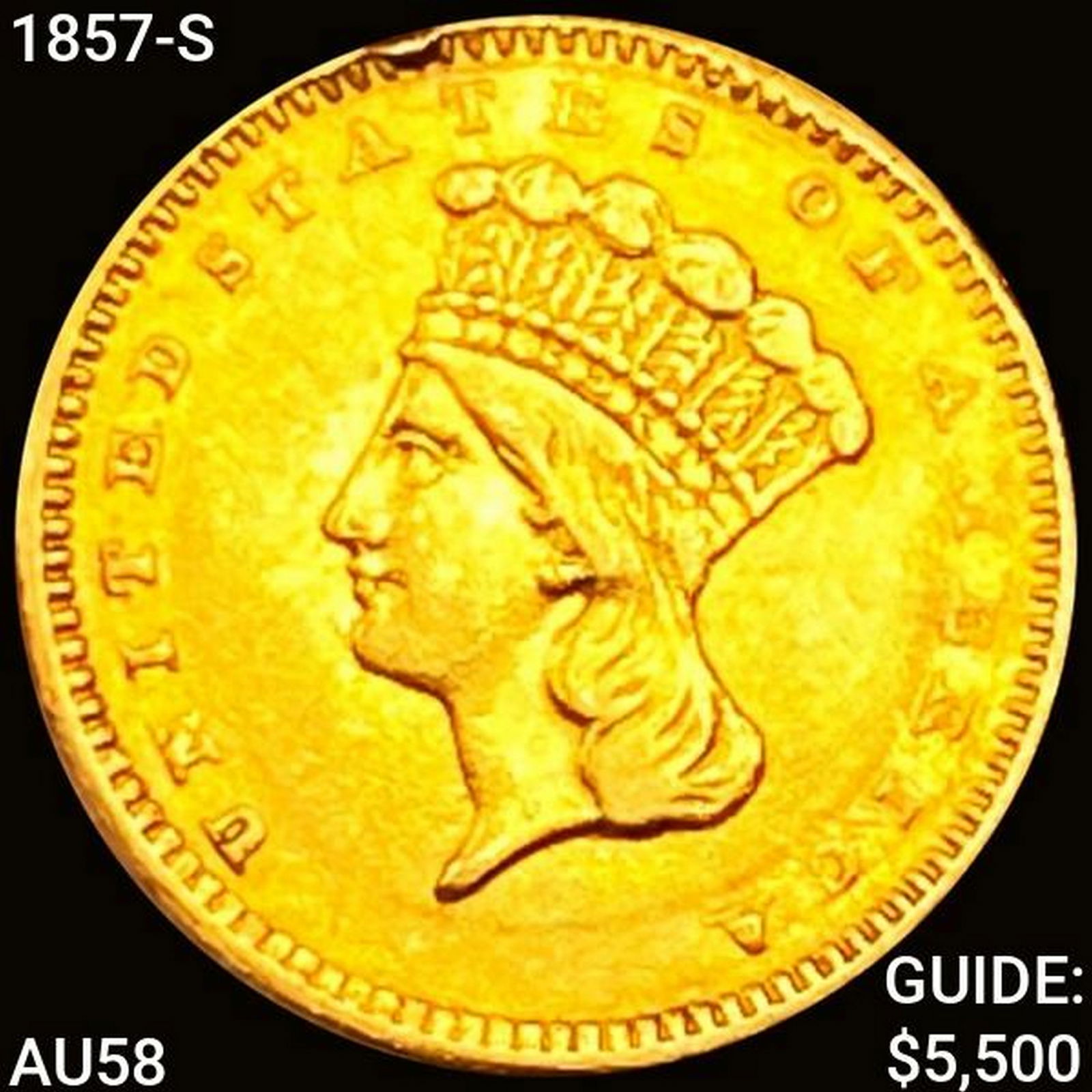 1857-S Rare Gold Dollar CLOSELY UNCIRCULATED (1 of 2)