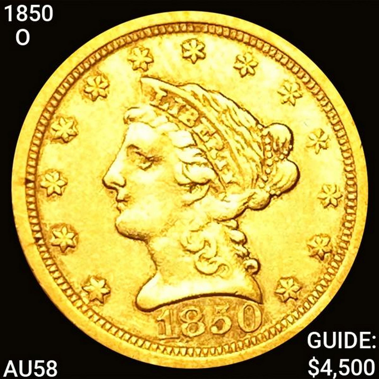 1850-O $2.50 Gold Quarter Eagle CHOICE AU (1 of 2)