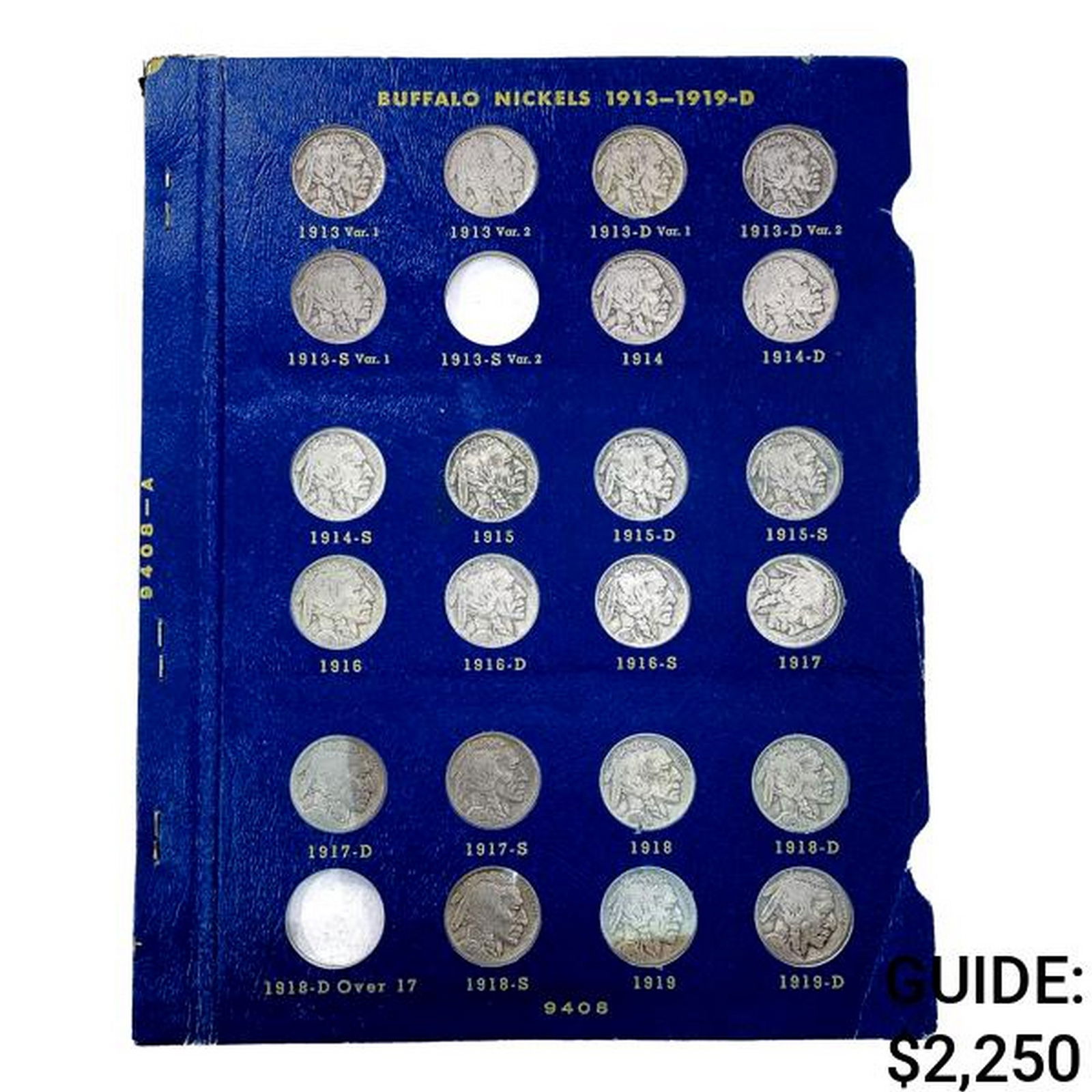 1913-1938 Buffalo Nickel Book [63 Coins] (1 of 7)