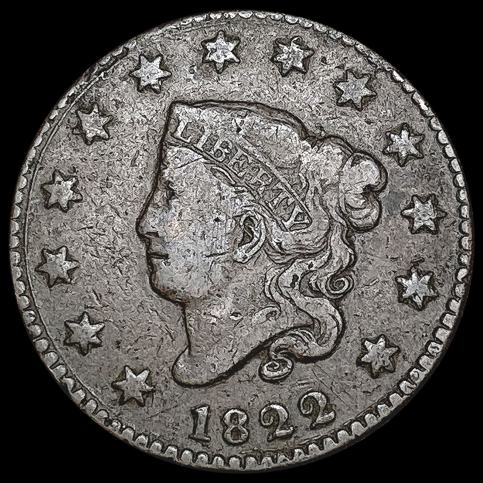 1822 Coronet Head Large Cent LIGHTLY CIRCULATED (1 of 2)