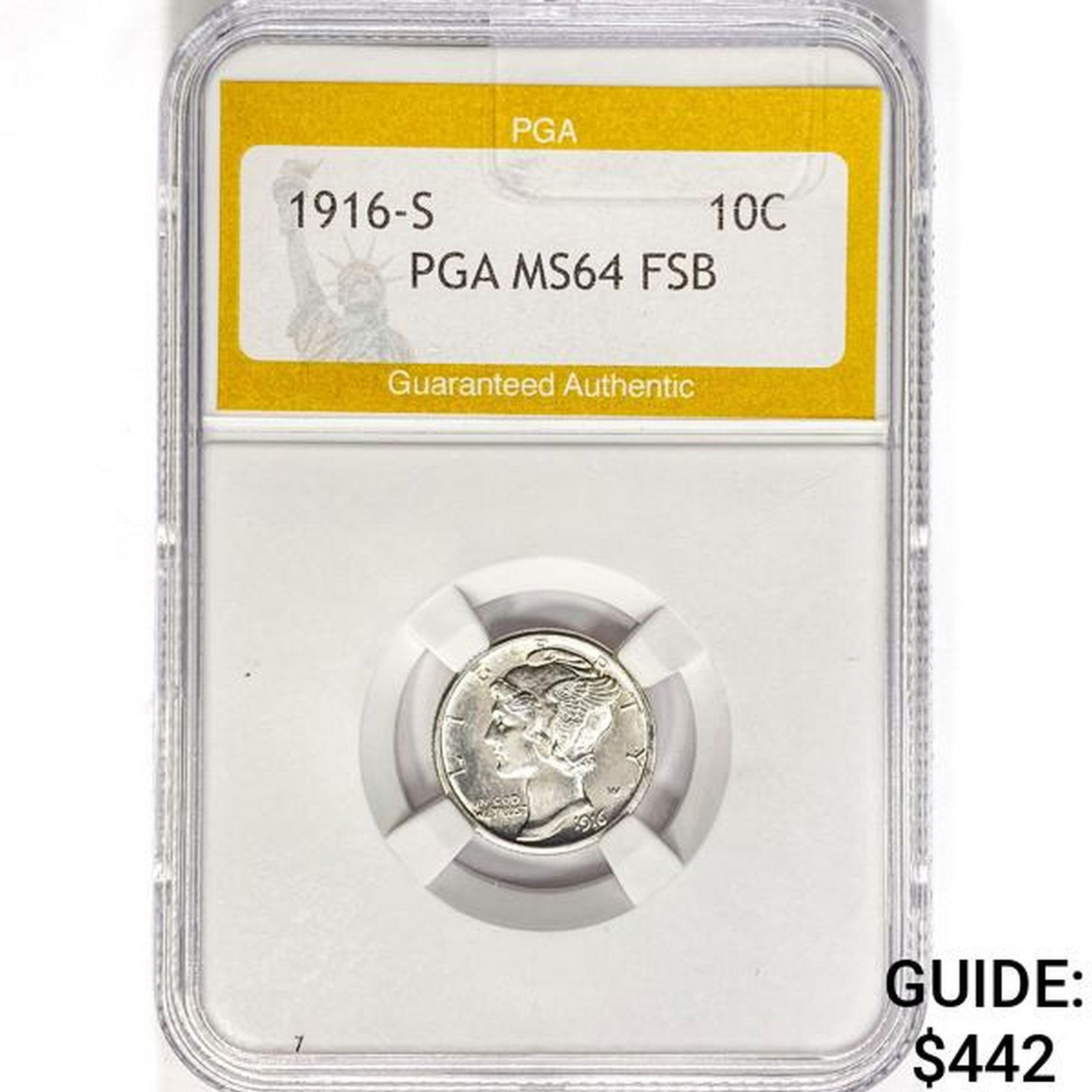 1916-S Mercury Silver Dime PGA MS64 FSB (1 of 2)