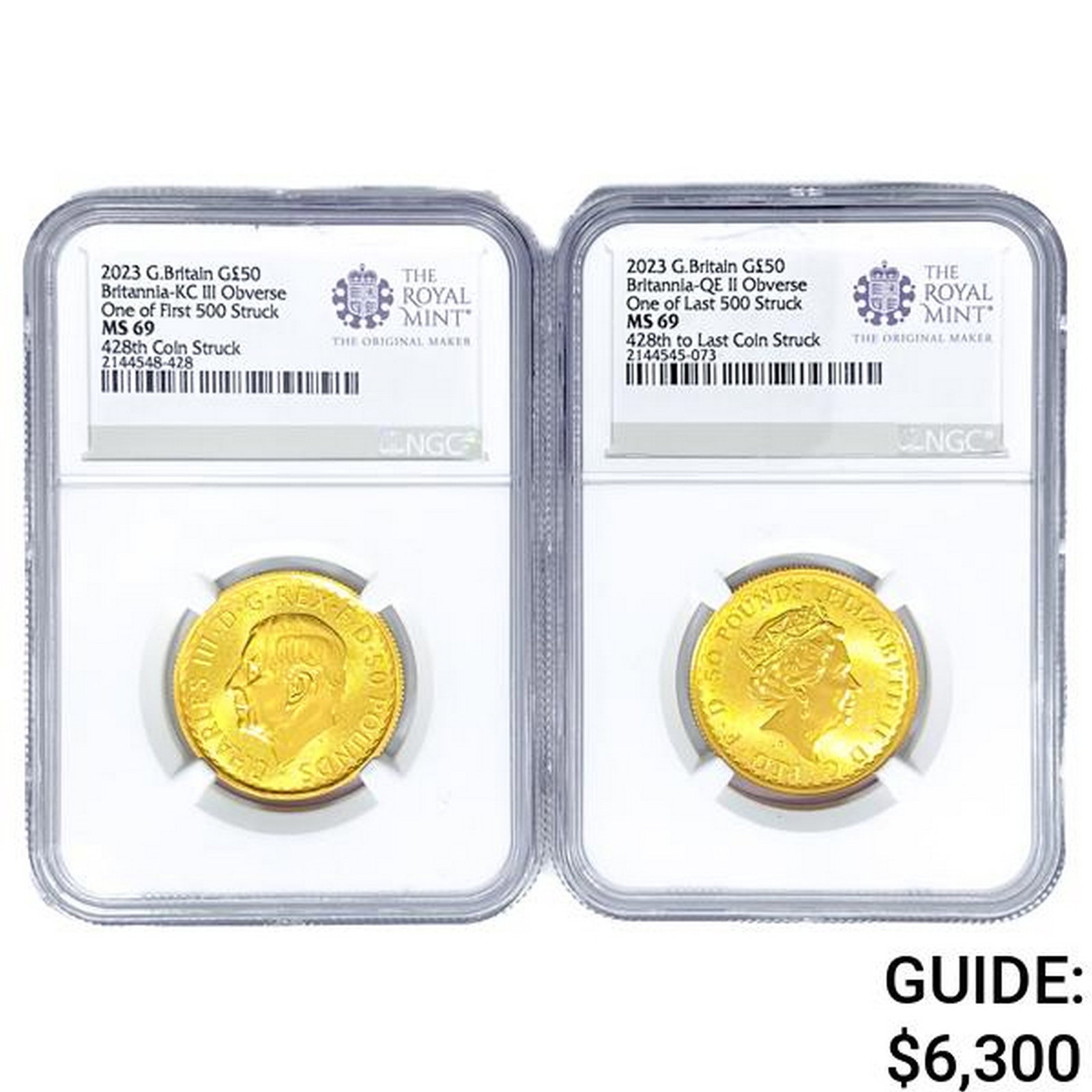 [2] 2023 G.B £50 1/2oz. Gold NGC MS69 Q&K OBV 428t: [2] 2023 G.B £50 1/2oz. Gold NGC MS69 Q&K OBV 428t