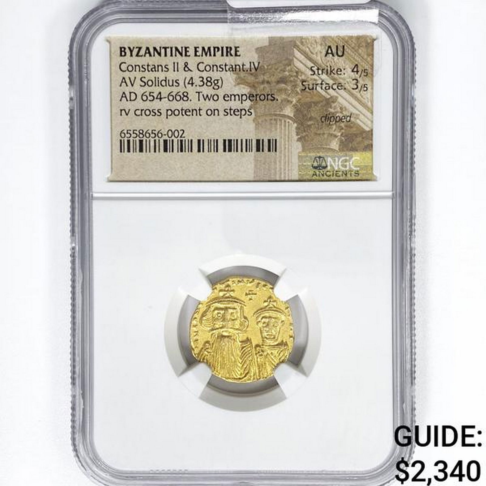AD 654-668 Byzantine Empire AV Solidus NGC AU (1 of 2)