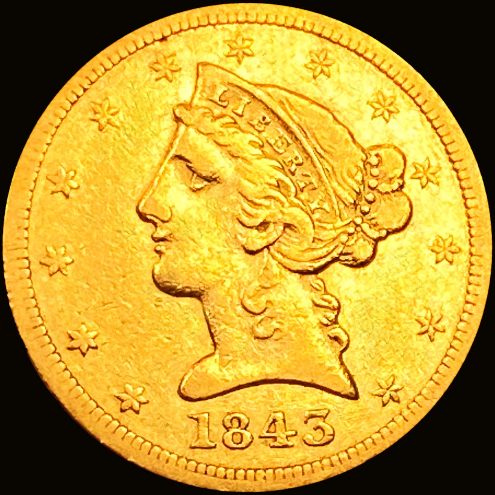 1843-O $5 Gold Half Eagle (1 of 2)
