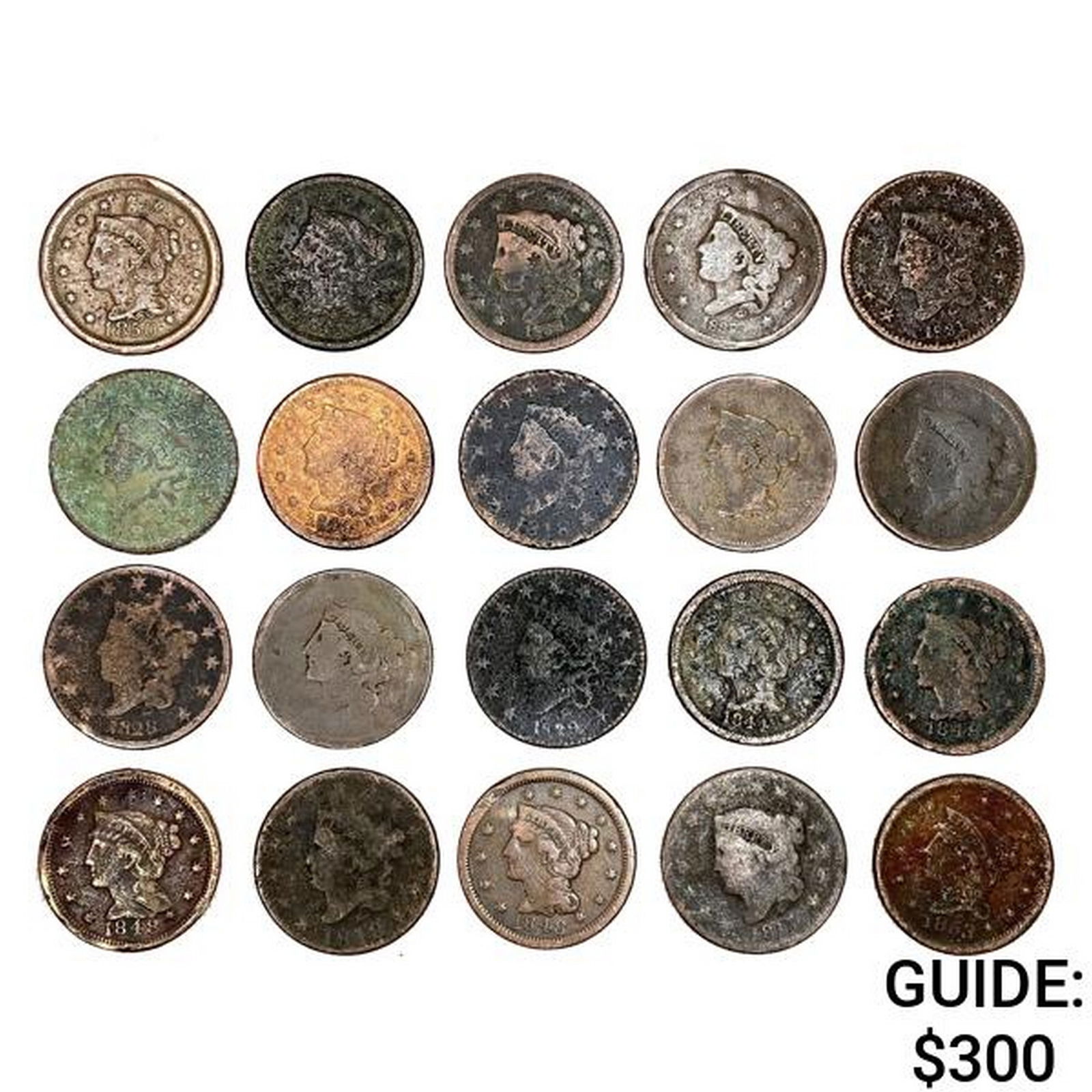 1817-1853 US Large Cents (20 Coins) (1 of 2)
