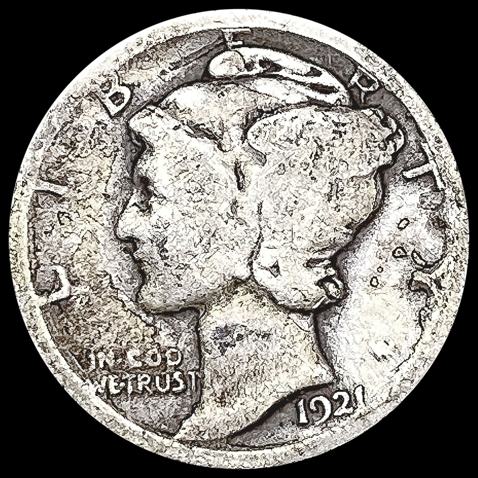 1921 Mercury Dime NICELY CIRCULATED (1 of 2)