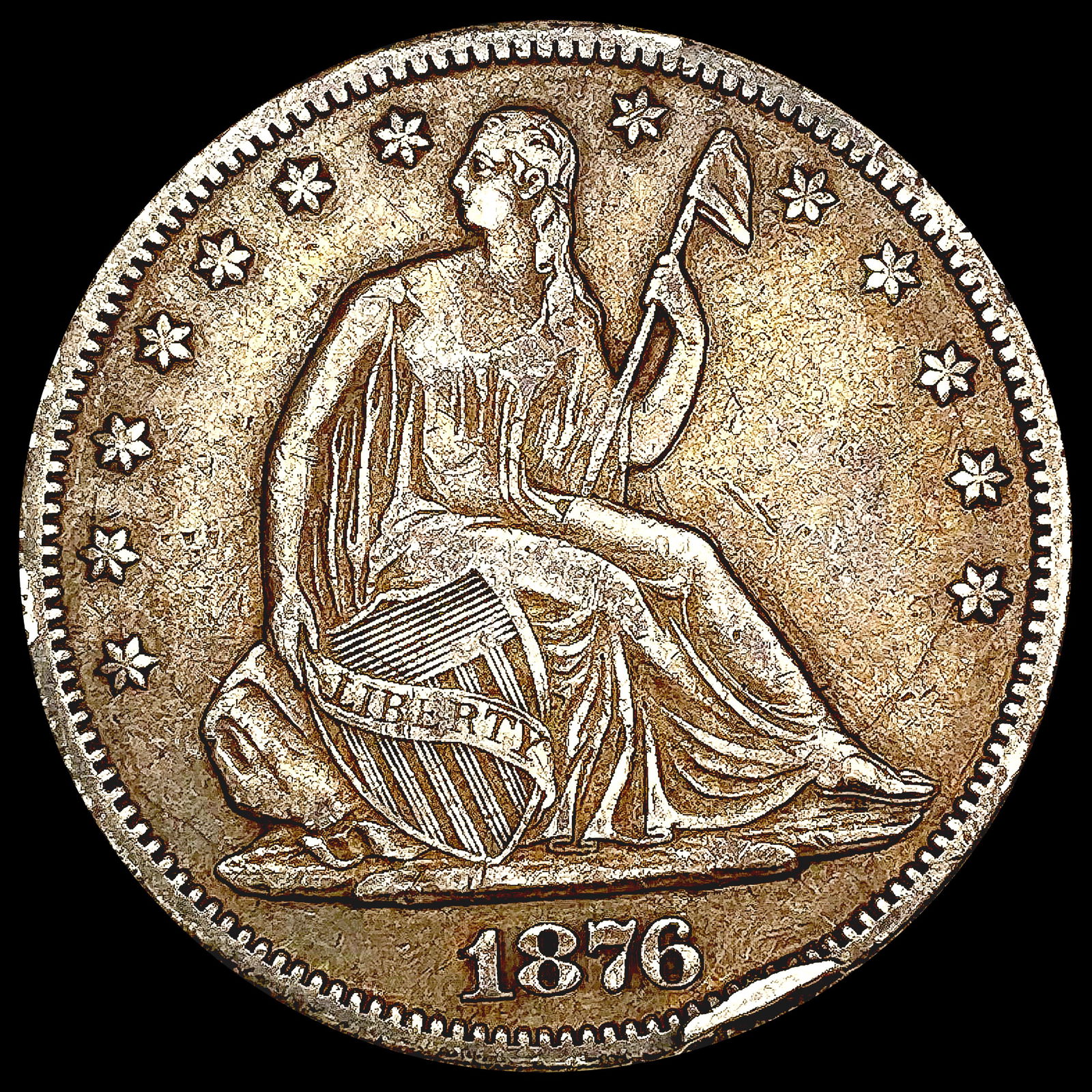 1876-CC Seated Liberty Half Dollar NICELY CIRCULAT (1 of 2)