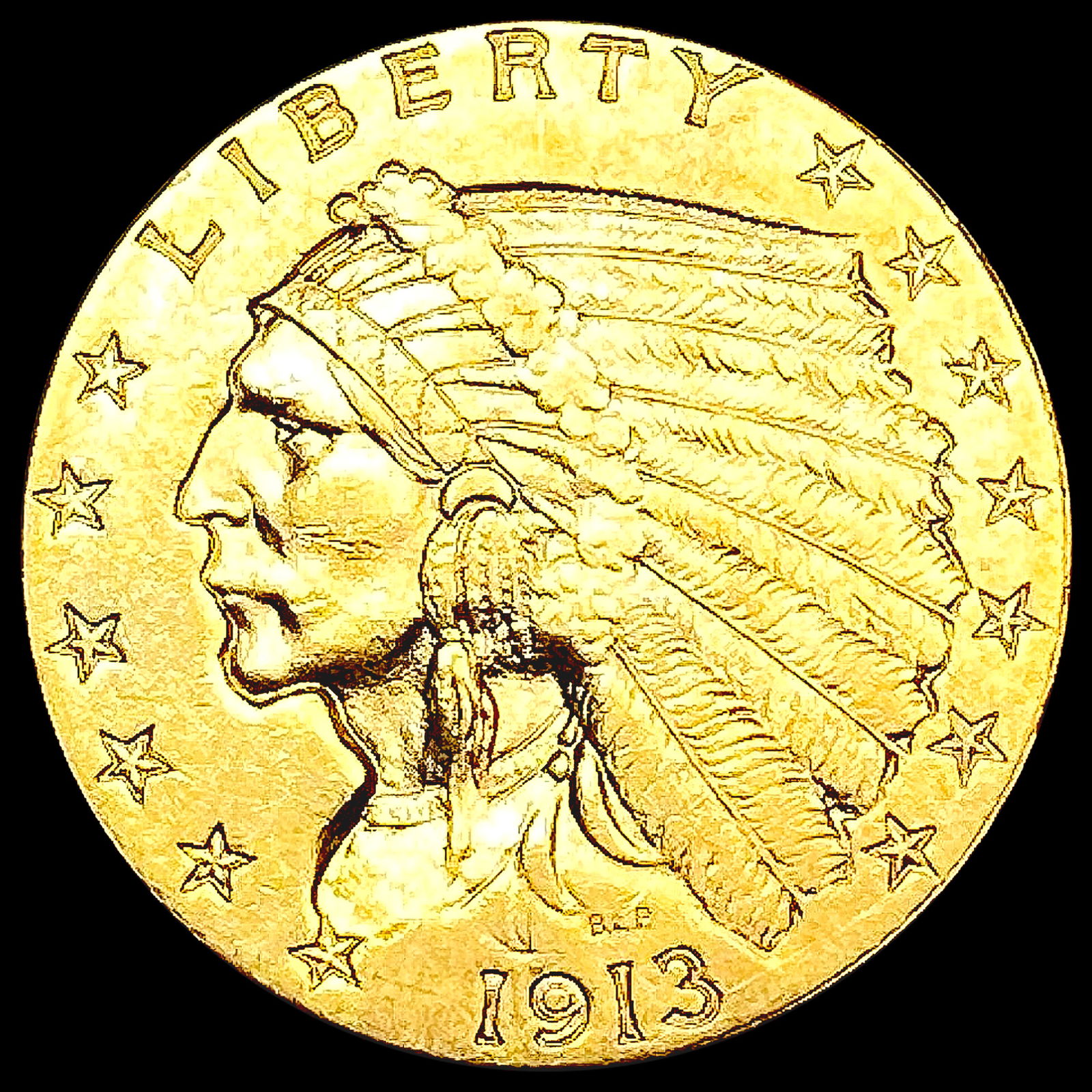 1913 $2.50 Gold Quarter Eagle CLOSELY UNCIRCULATED (1 of 2)