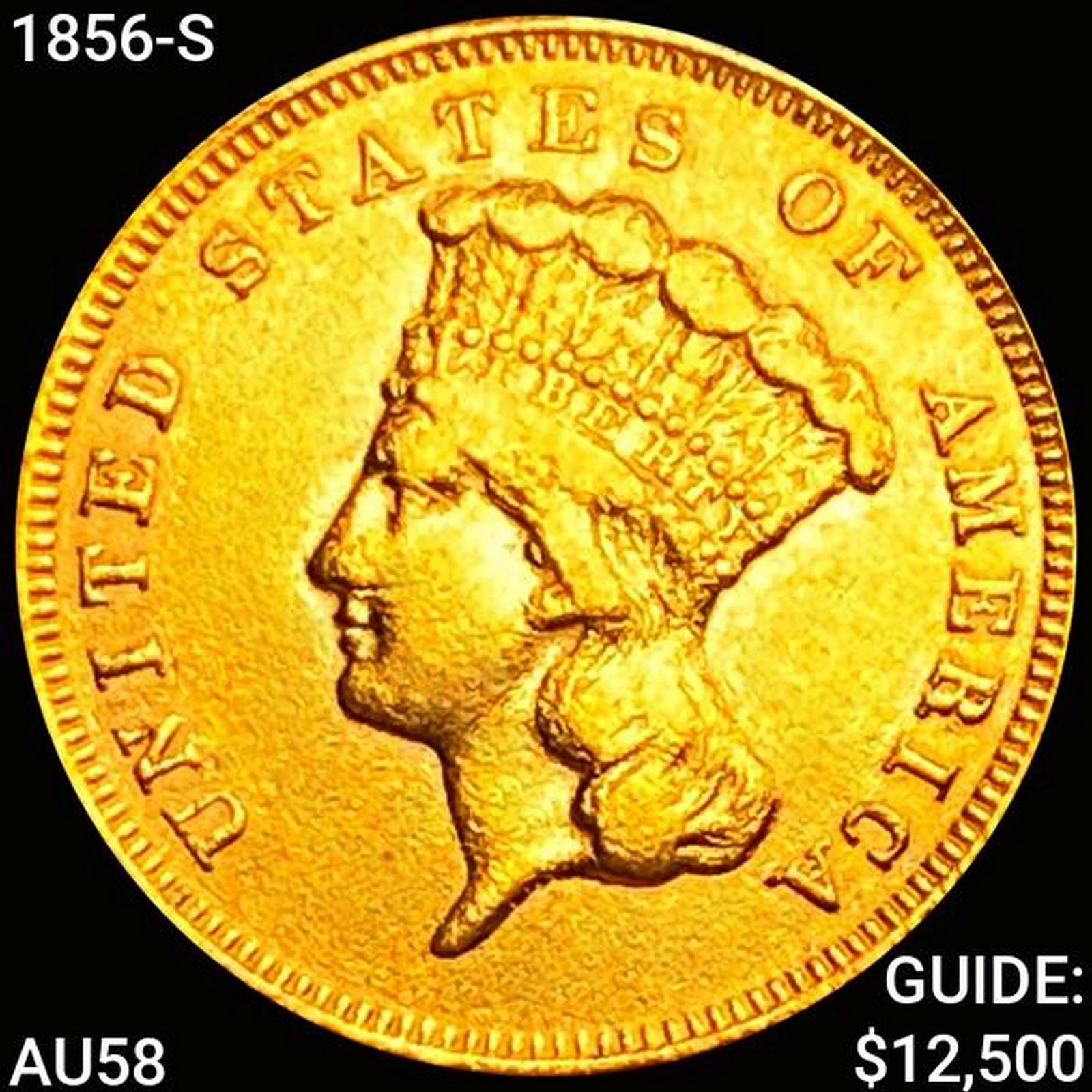 1856-S $3 Gold Piece CHOICE BU (1 of 2)