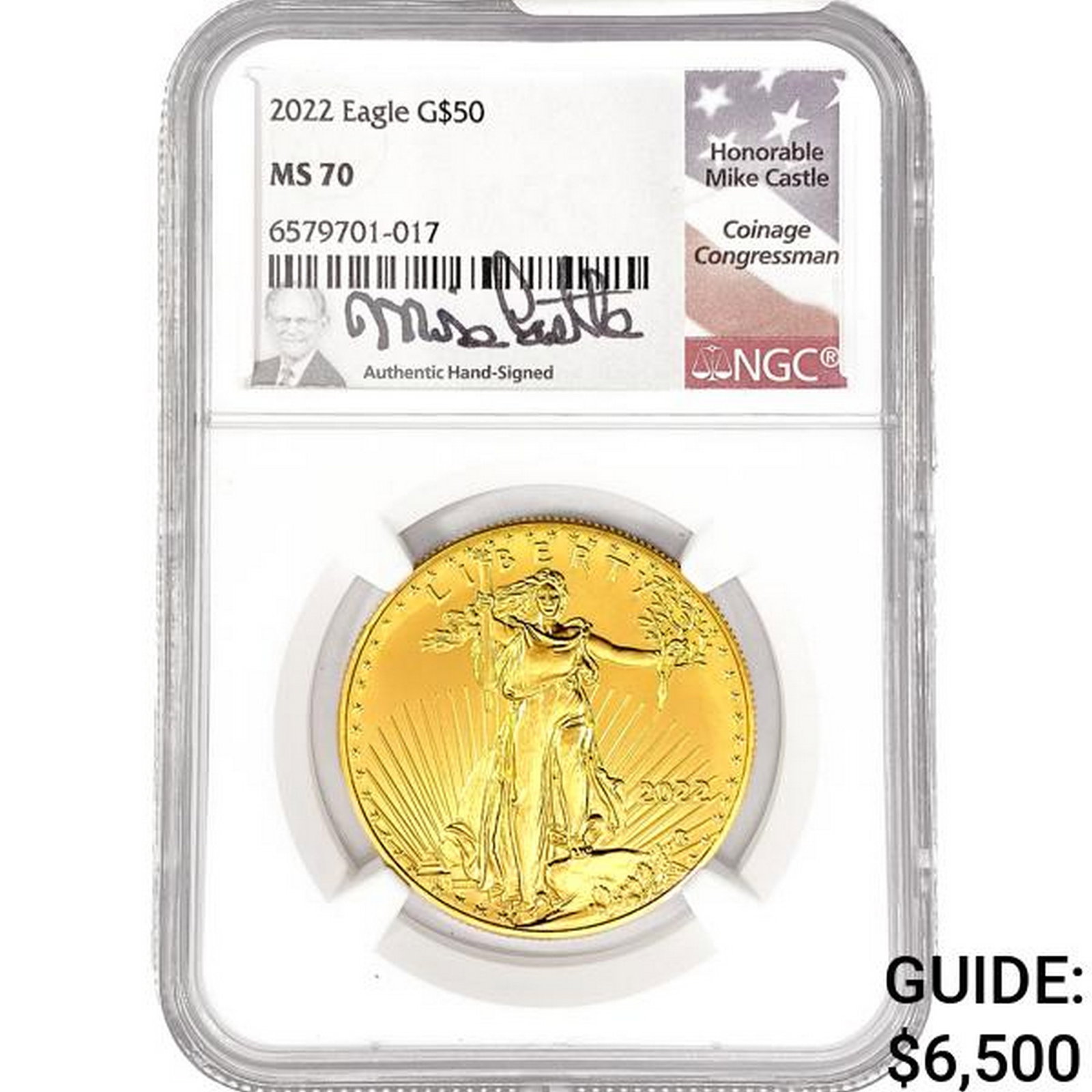 2022 US 1oz Gold $50 Eagle NGC MS70 Signed Mike Ca (1 of 2)