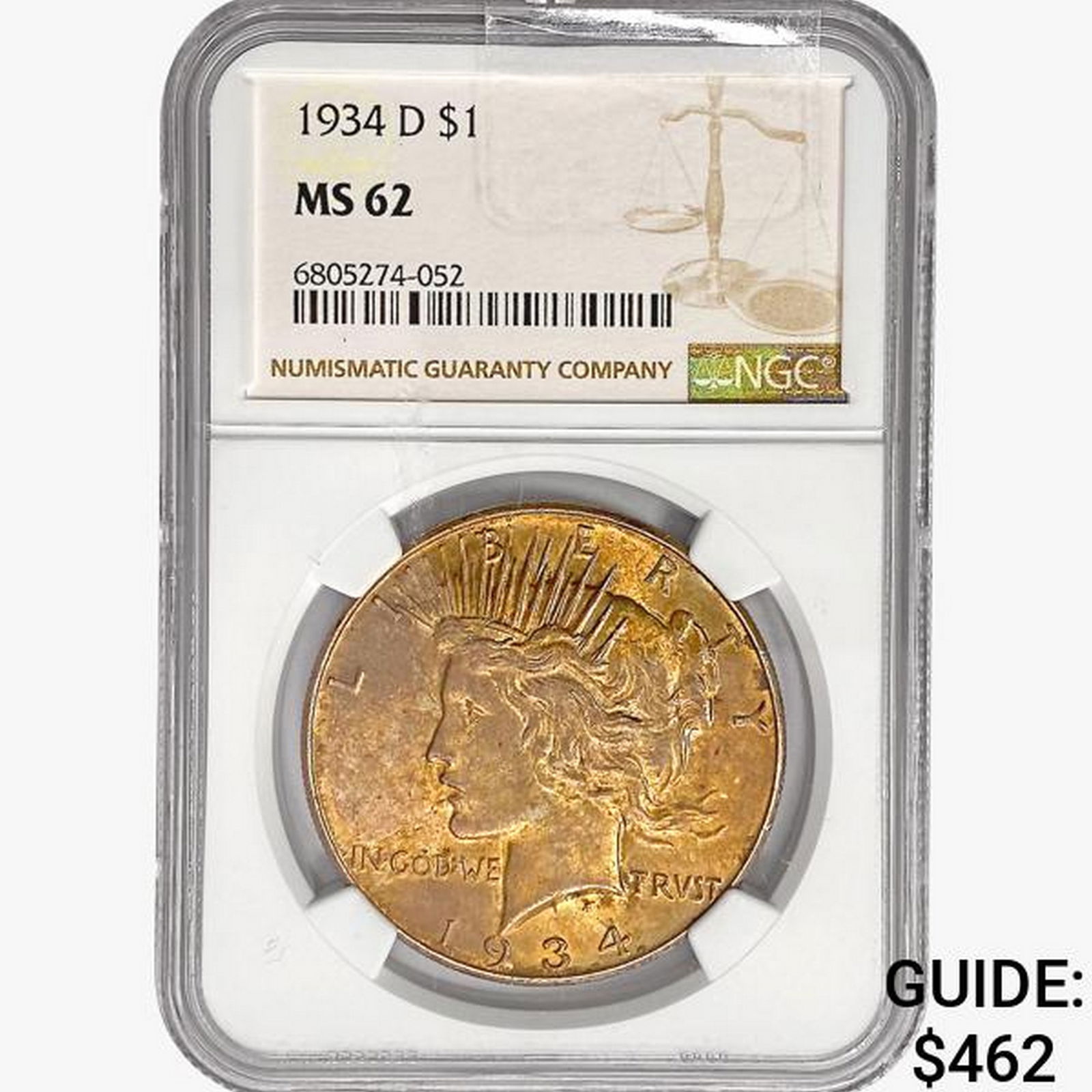 1934-D Silver Peace Dollar NGC MS62 (1 of 2)