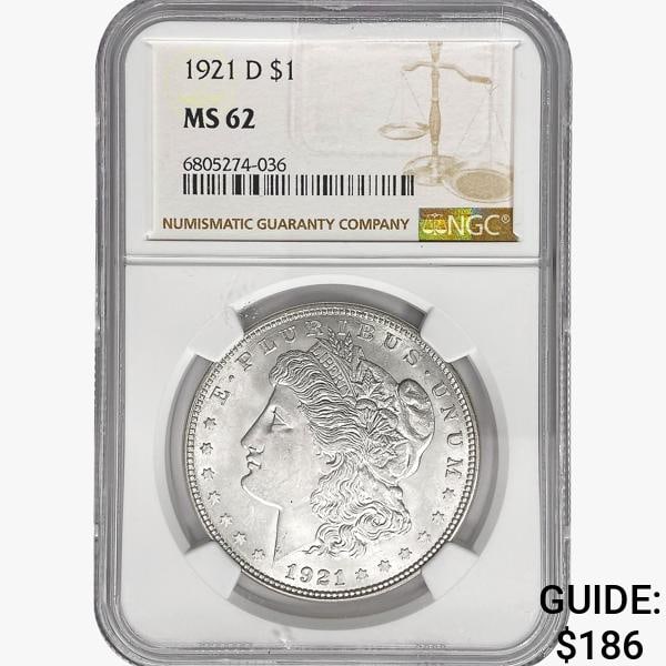 1921-D Morgan Silver Dollar NGC MS62 (1 of 2)