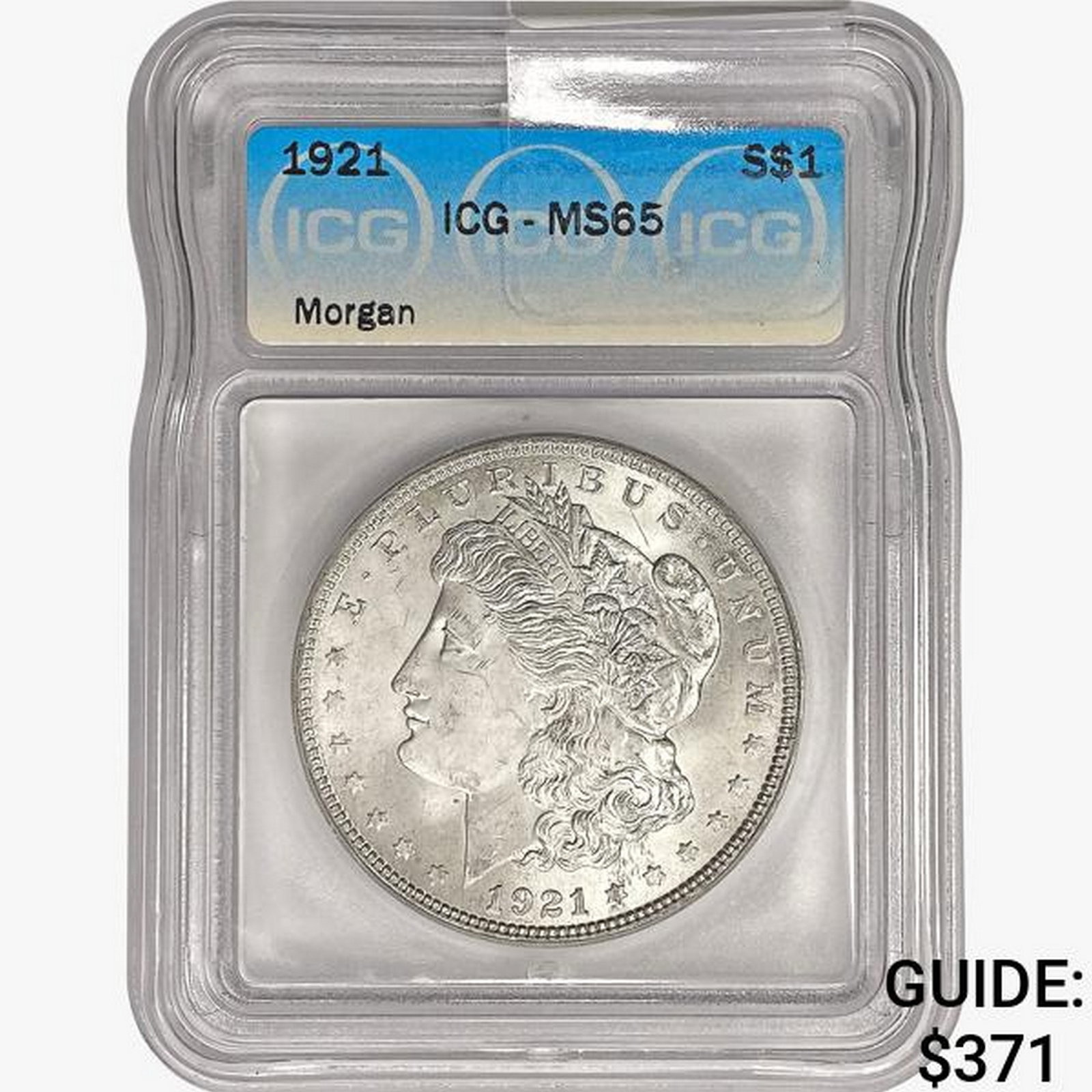 1921 Morgan Silver Dollar ICG MS65: 1921 Morgan Silver Dollar ICG MS65