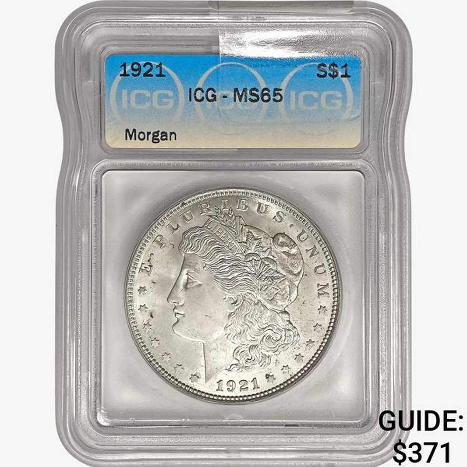 1921 Morgan Silver Dollar ICG MS65: 1921 Morgan Silver Dollar ICG MS65