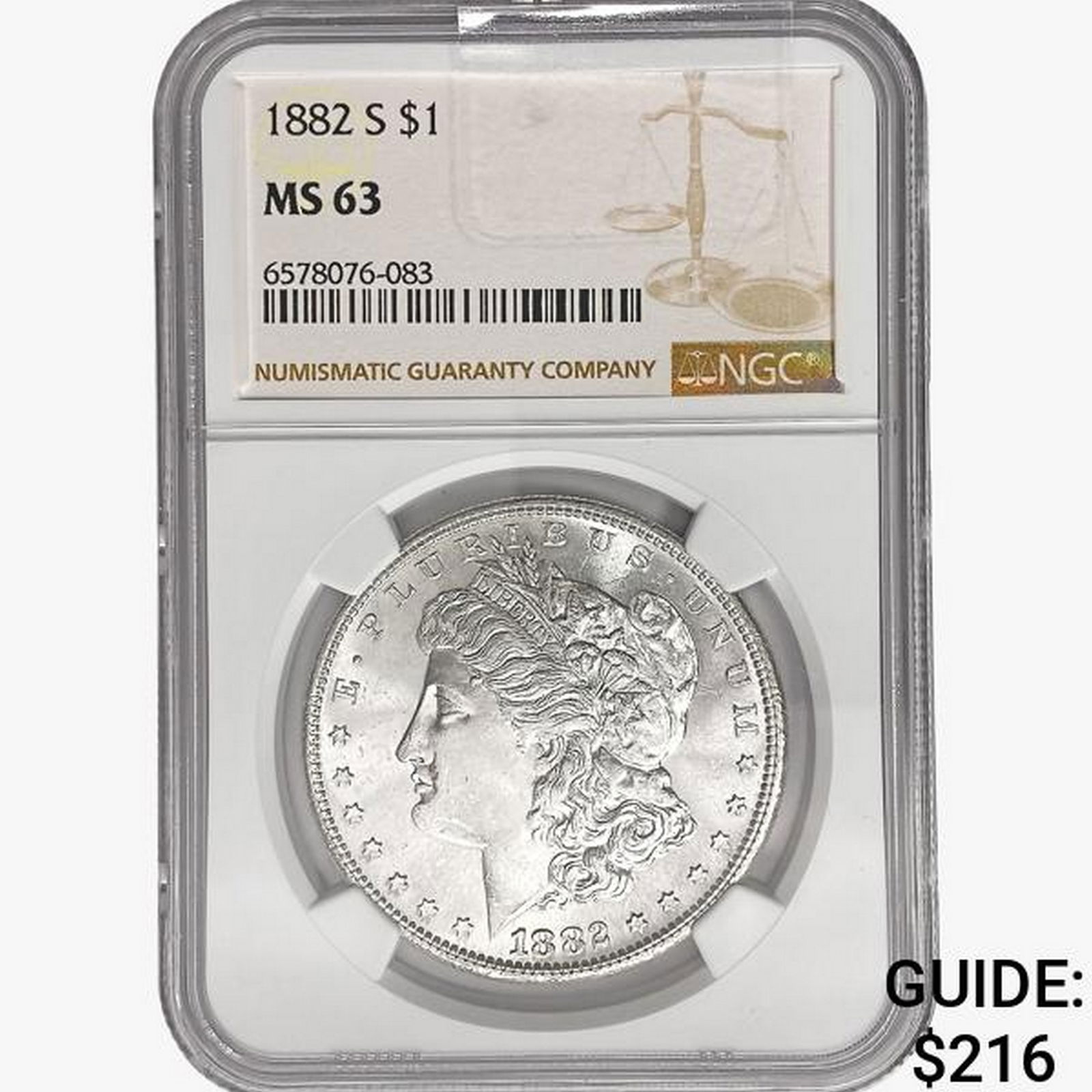 1882-S Morgan Silver Dollar NGC MS63 (1 of 2)