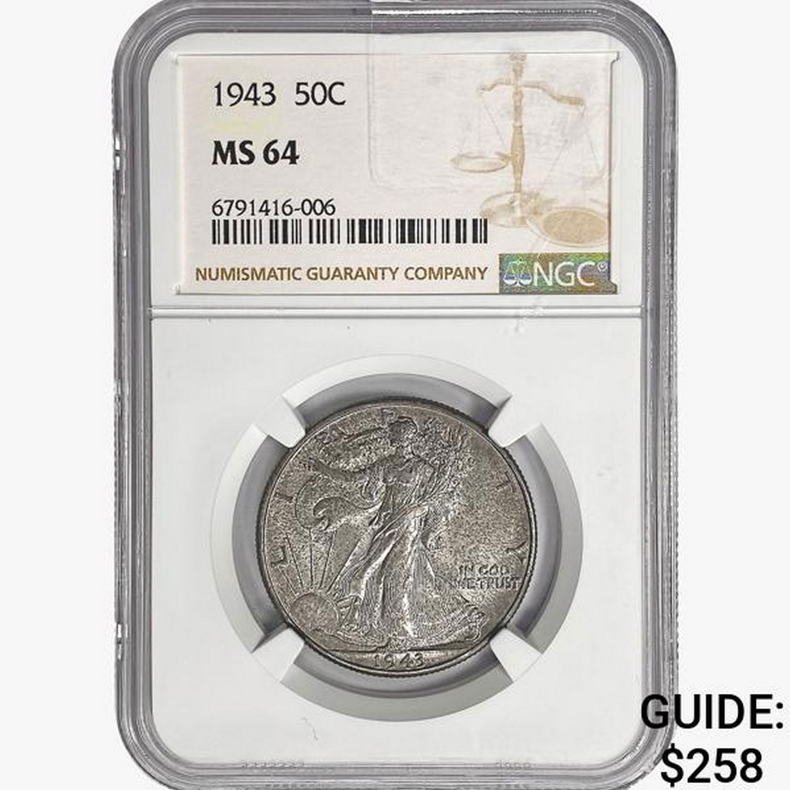 1943 Walking Liberty Half Dollar NGC MS64 (1 of 2)