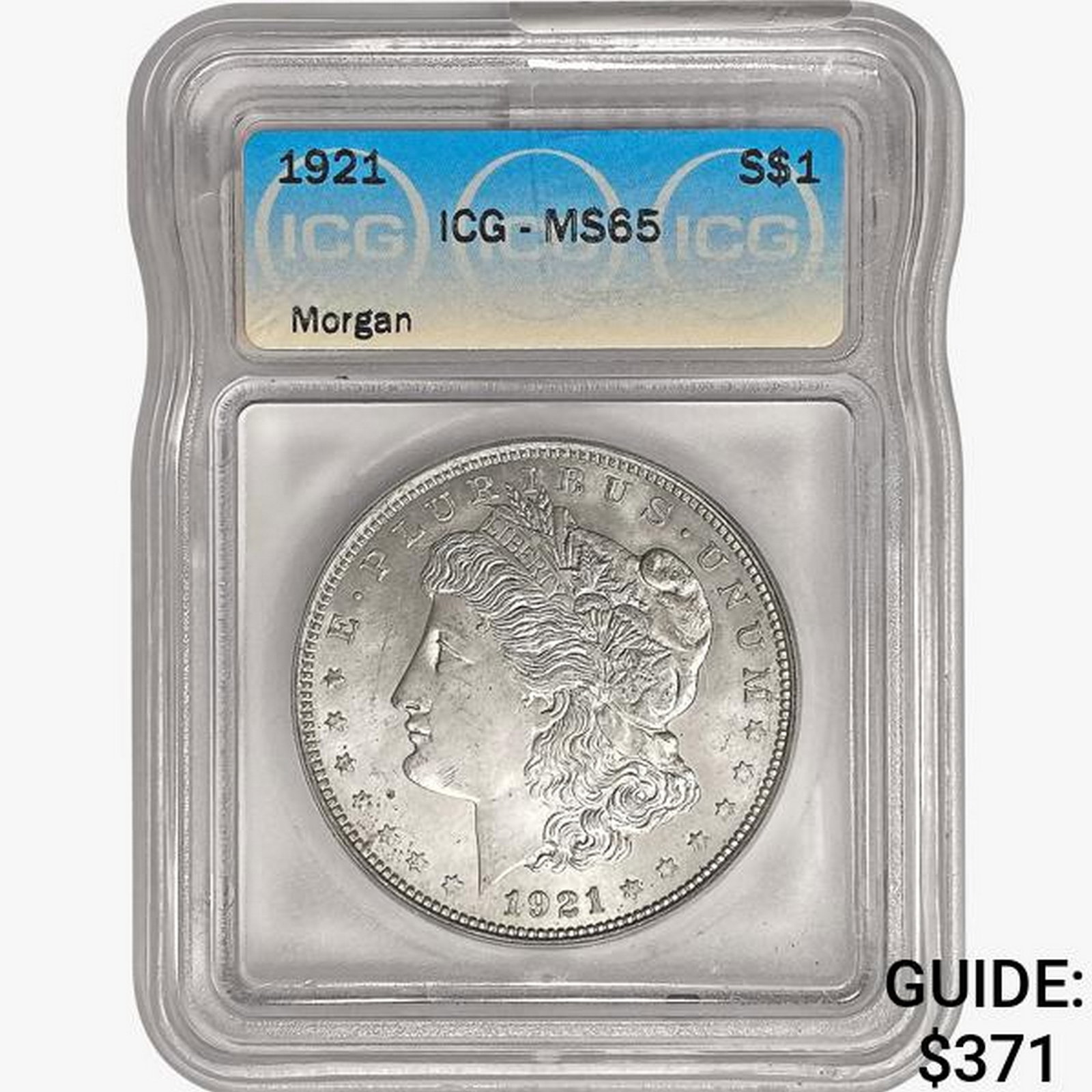 1921 Morgan Silver Dollar ICG MS65: 1921 Morgan Silver Dollar ICG MS65