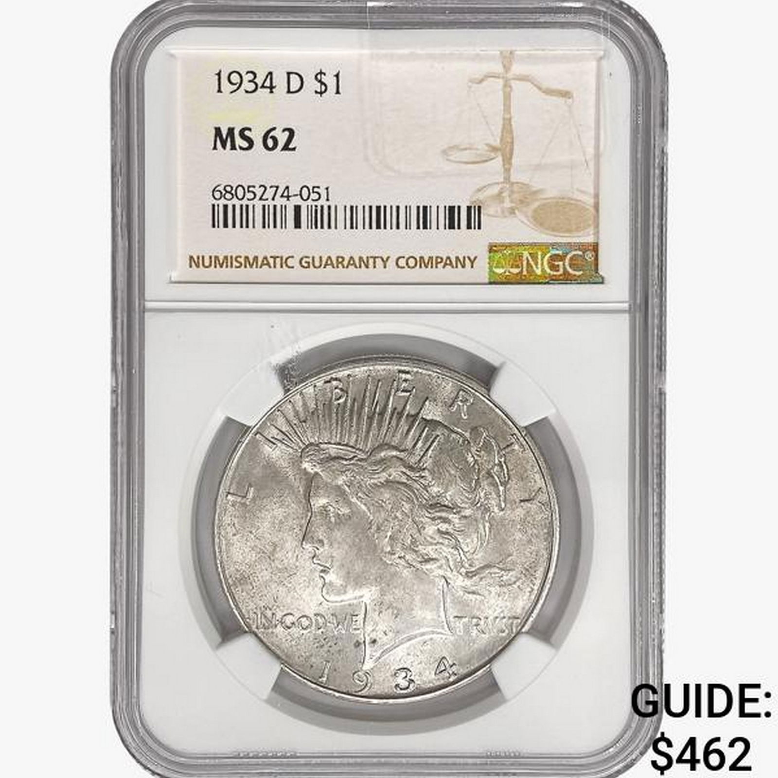 1934-D Silver Peace Dollar NGC MS62 (1 of 2)
