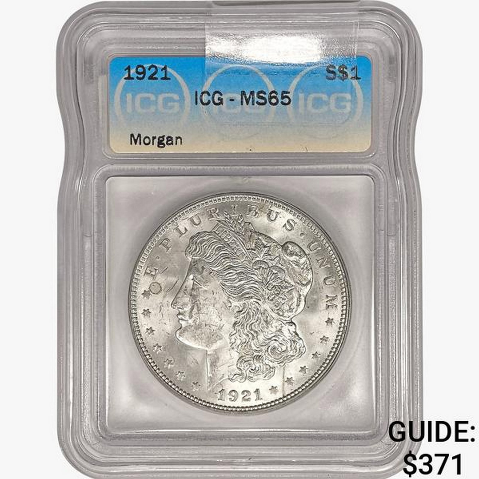 1921 Morgan Silver Dollar ICG MS65: 1921 Morgan Silver Dollar ICG MS65