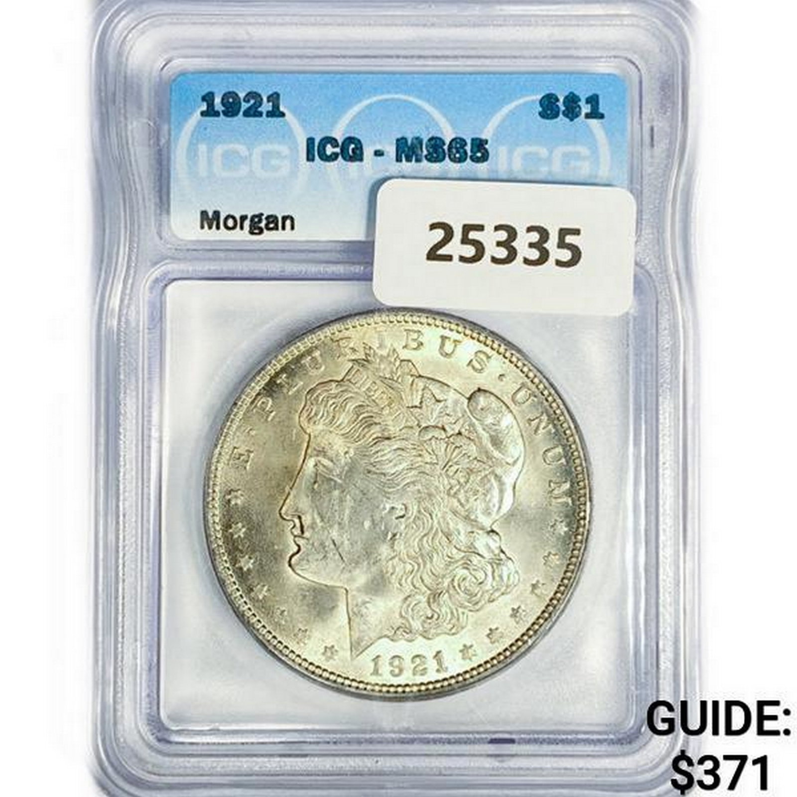1921 Morgan Silver Dollar ICG MS65: 1921 Morgan Silver Dollar ICG MS65