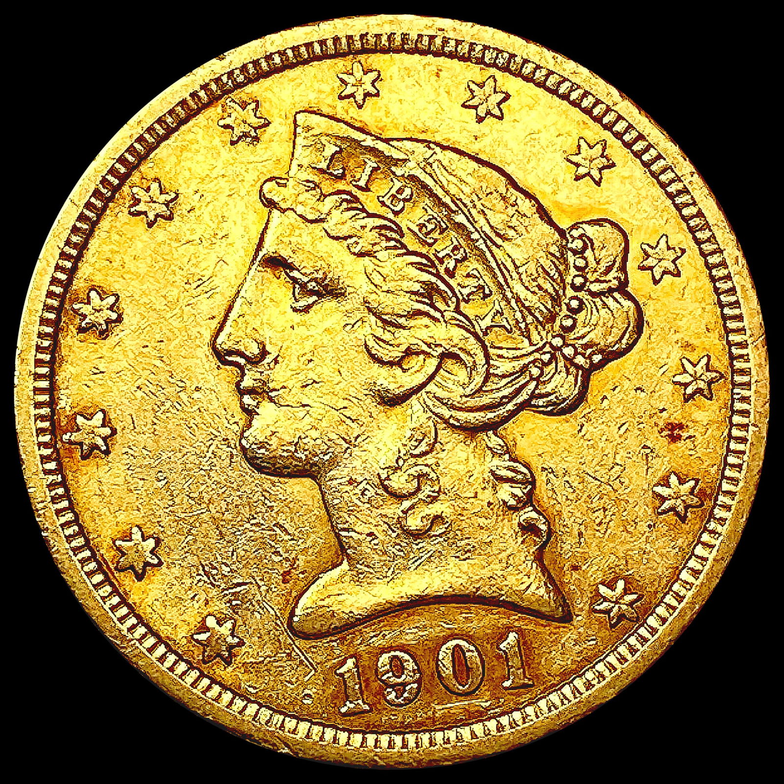 1901-S $5 Gold Half Eagle CLOSELY UNCIRCULATED (1 of 2)