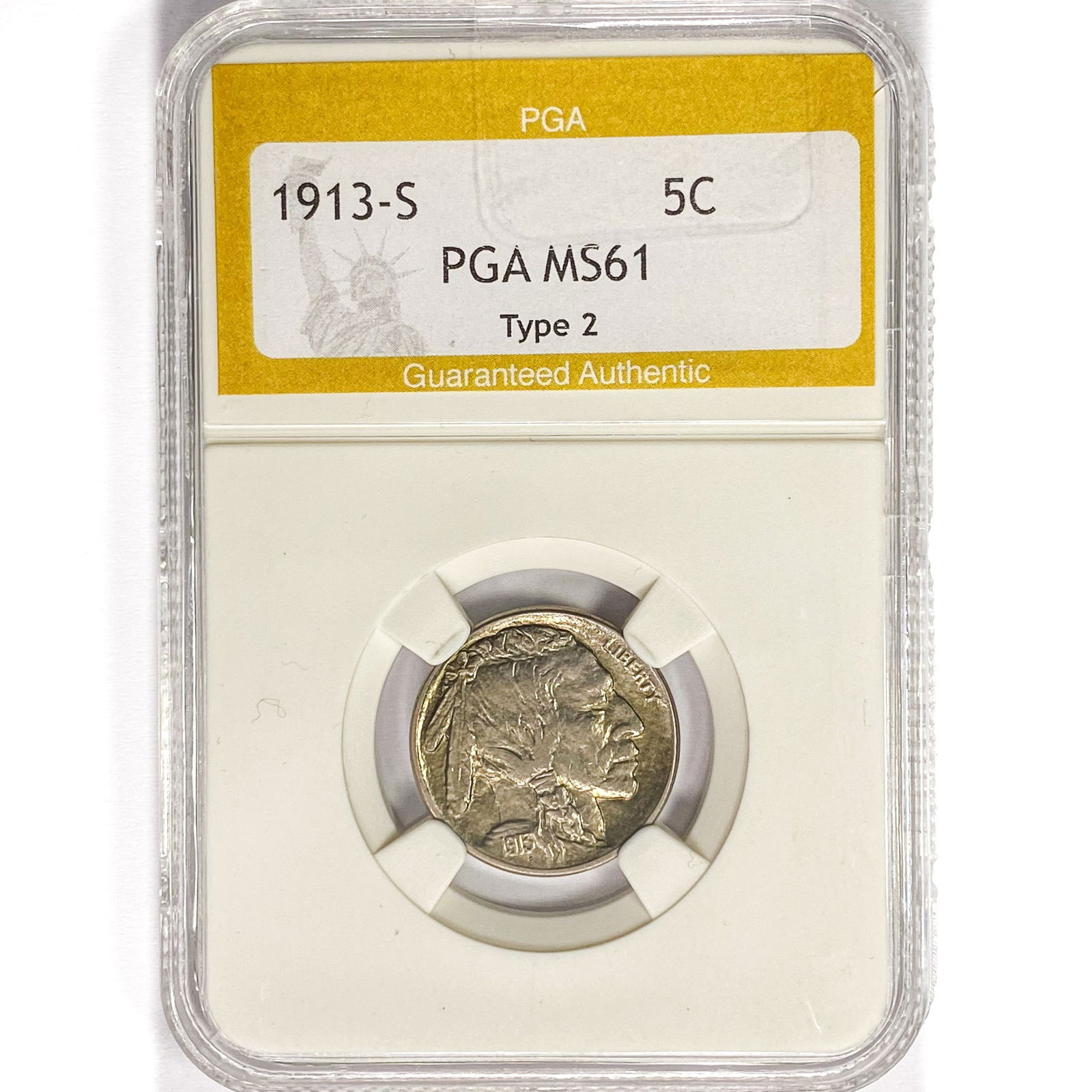1913-S Buffalo Nickel PGA MS61 Type 2 (1 of 2)