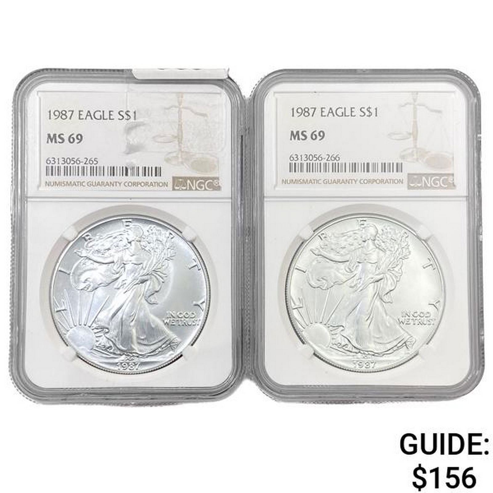 1987 Set [2] American Silver Eagles NGC MS69 (1 of 2)