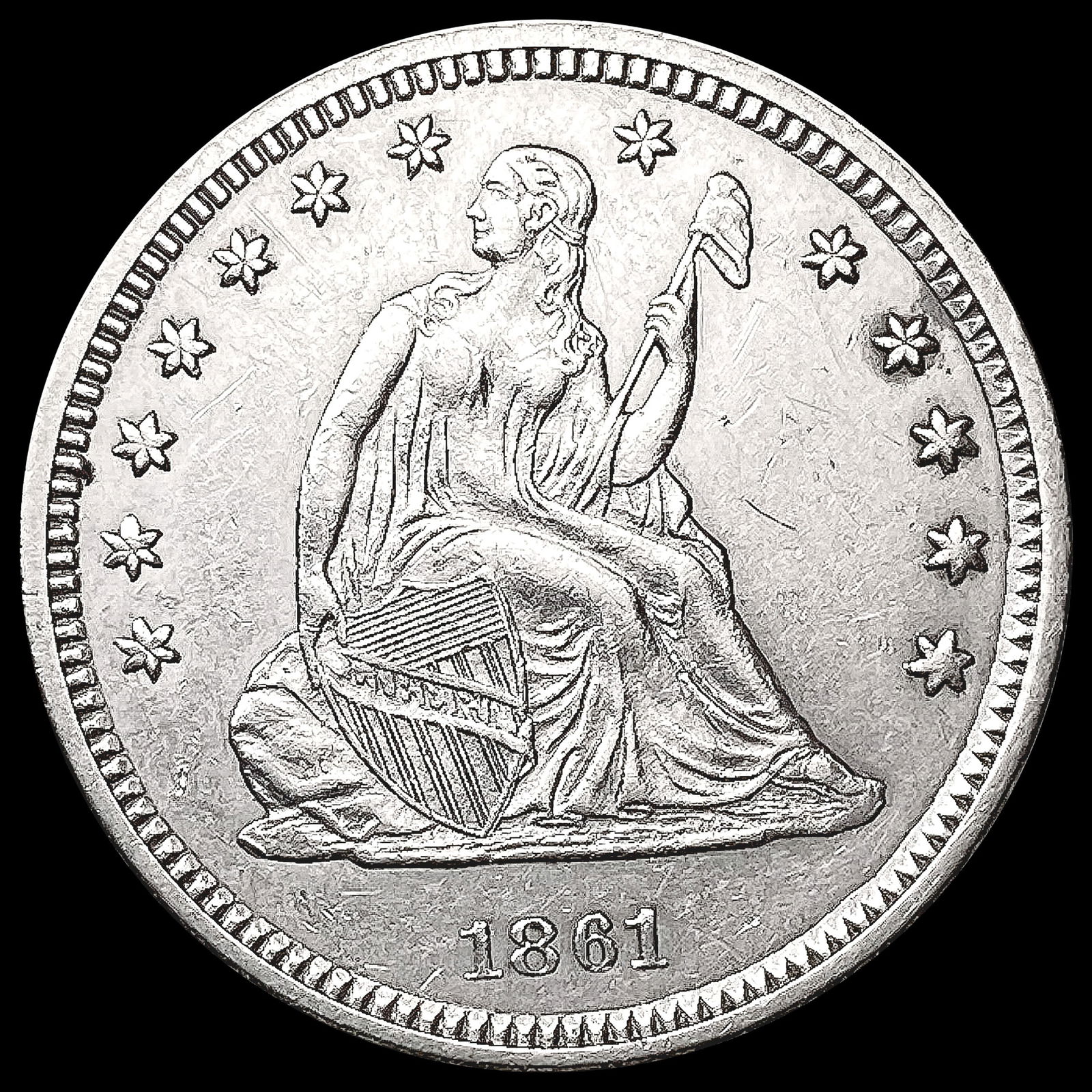 1861 Seated Liberty Quarter UNCIRCULATED (1 of 2)