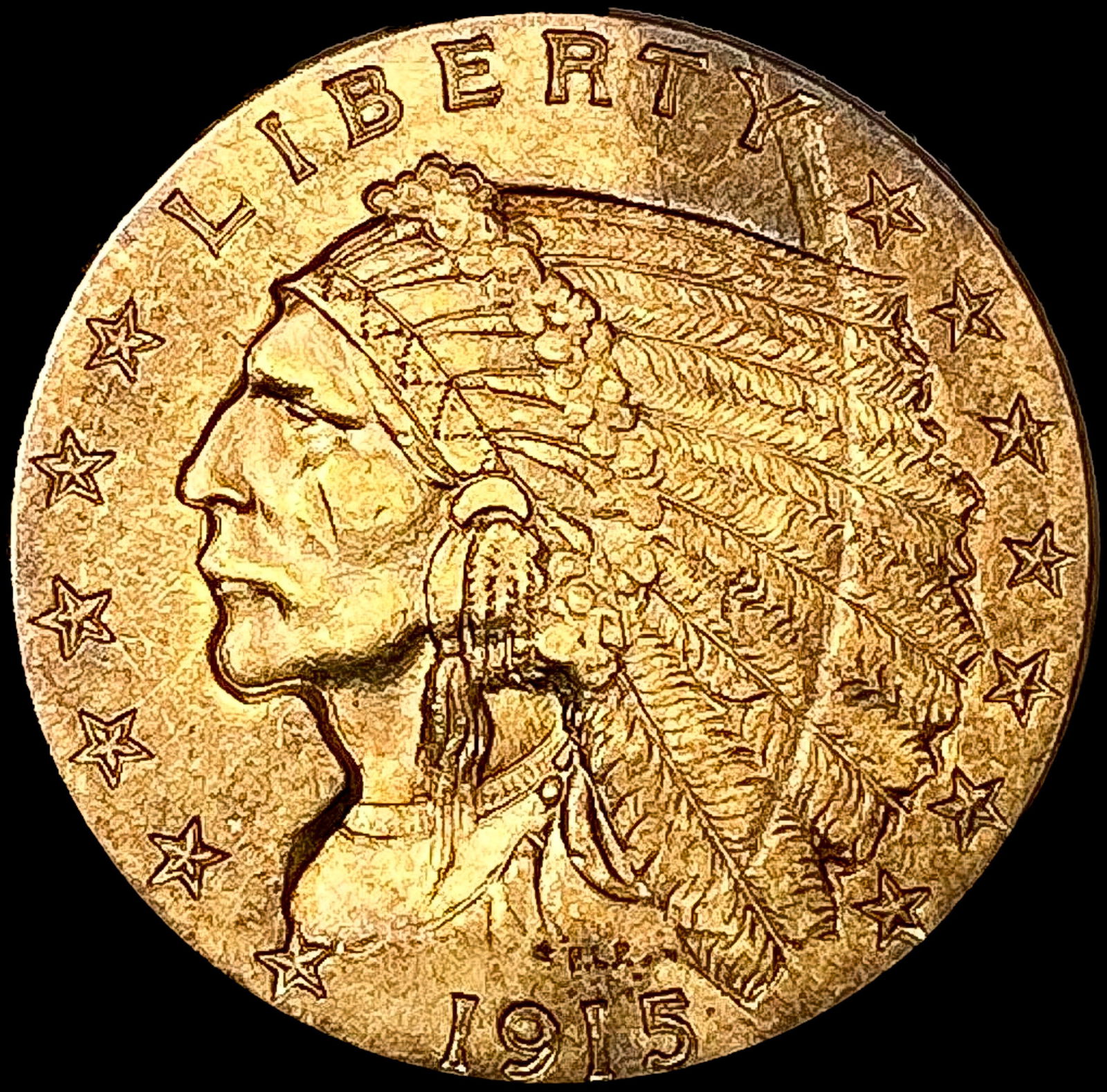 1913 $2.50 Gold Quarter Eagle CLOSELY UNCIRCULATED (1 of 2)