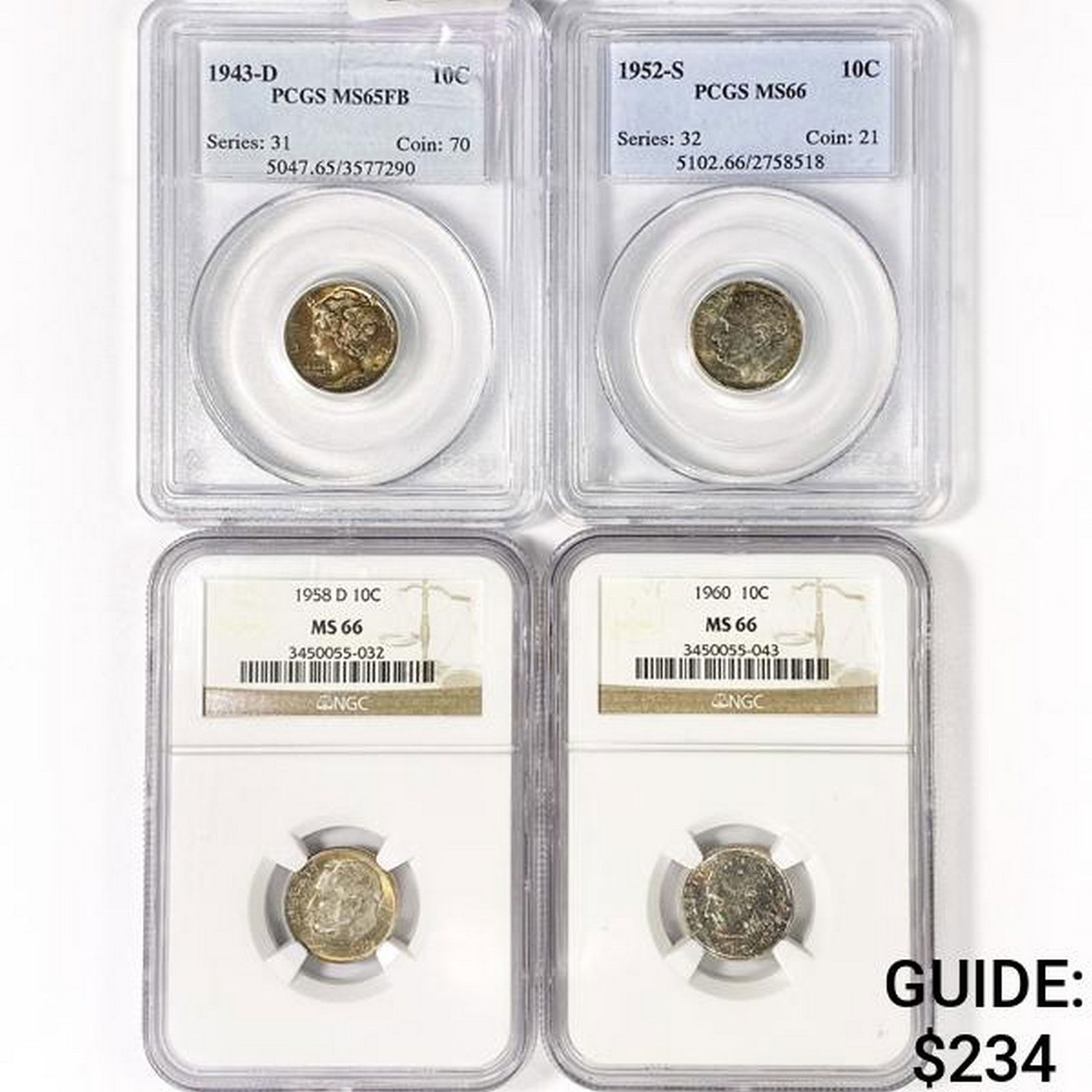 [4] American Dimes PCGS,NGC MS 1943-1960 (1 of 2)