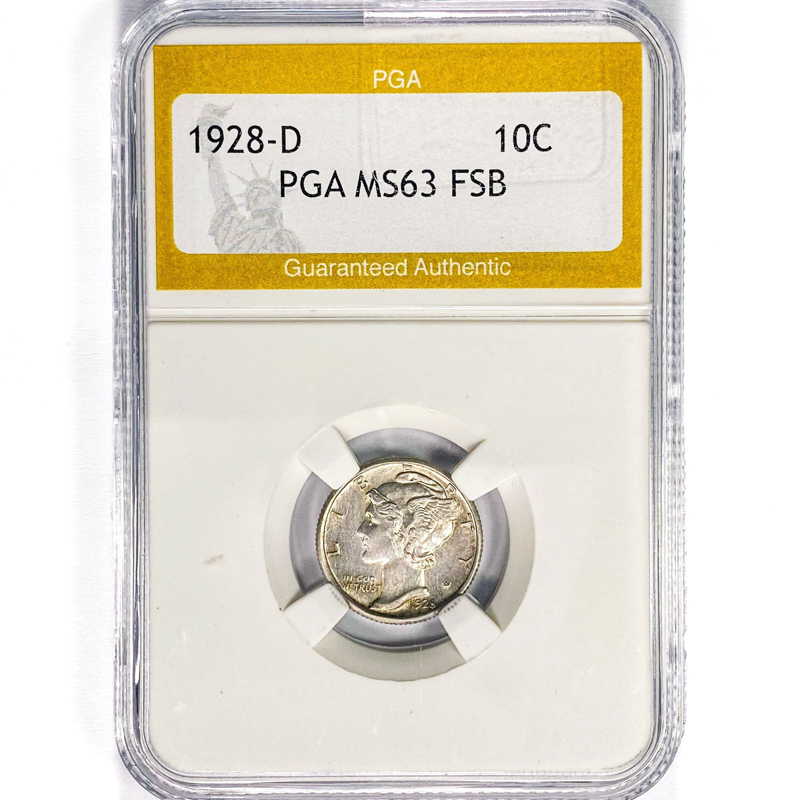 1928-D Mercury Silver Dime PGA MS63 FSB (1 of 2)