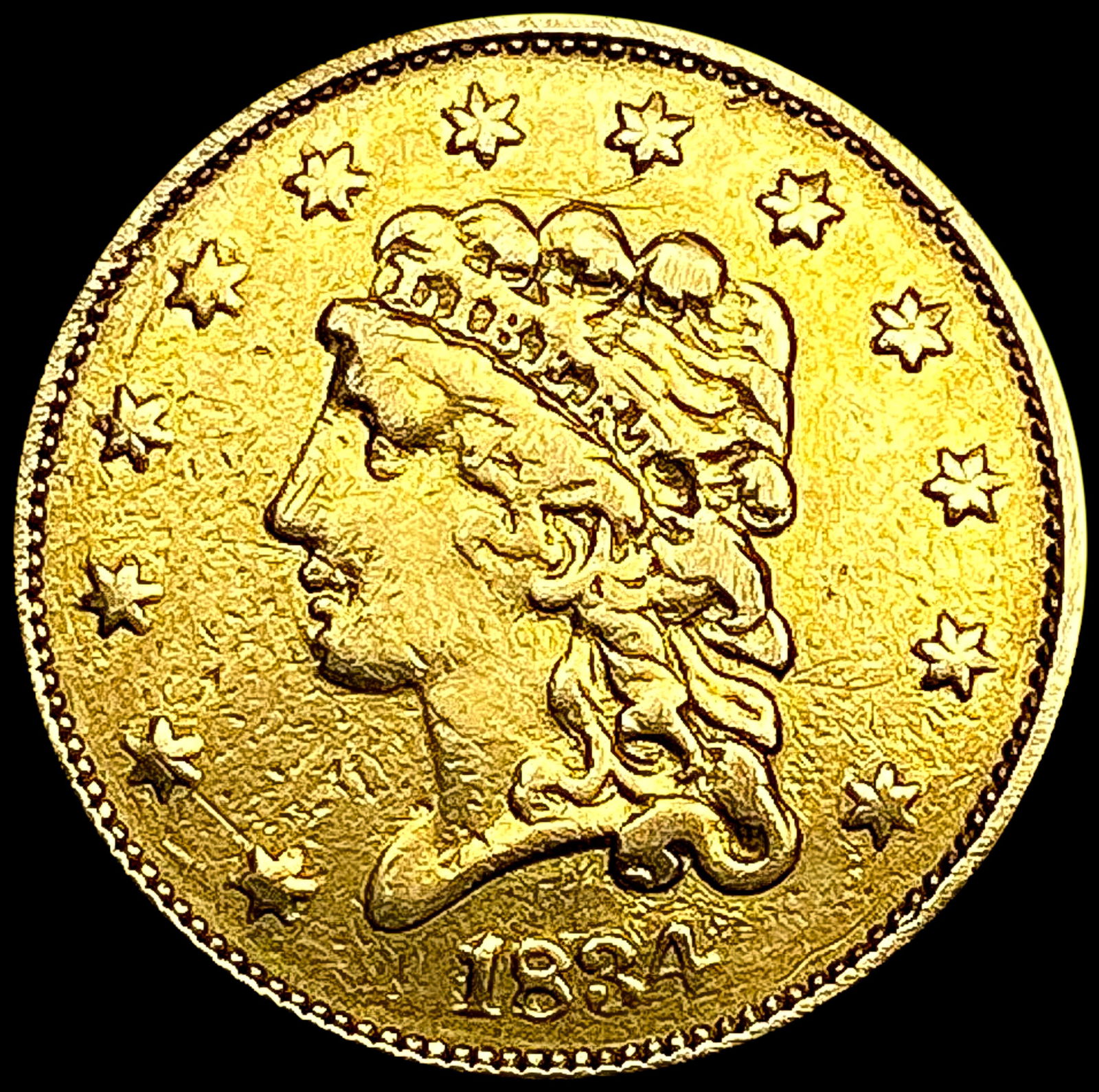 1834 $2.50 Gold Quarter Eagle LIGHTLY CIRCULATED (1 of 2)