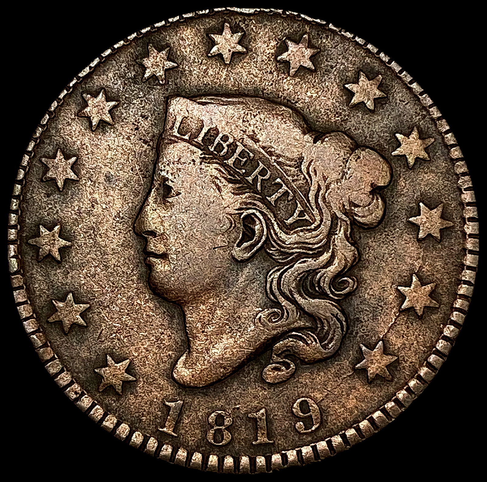 1819 Coronet Head Large Cent NEARLY UNCIRCULATED (1 of 2)
