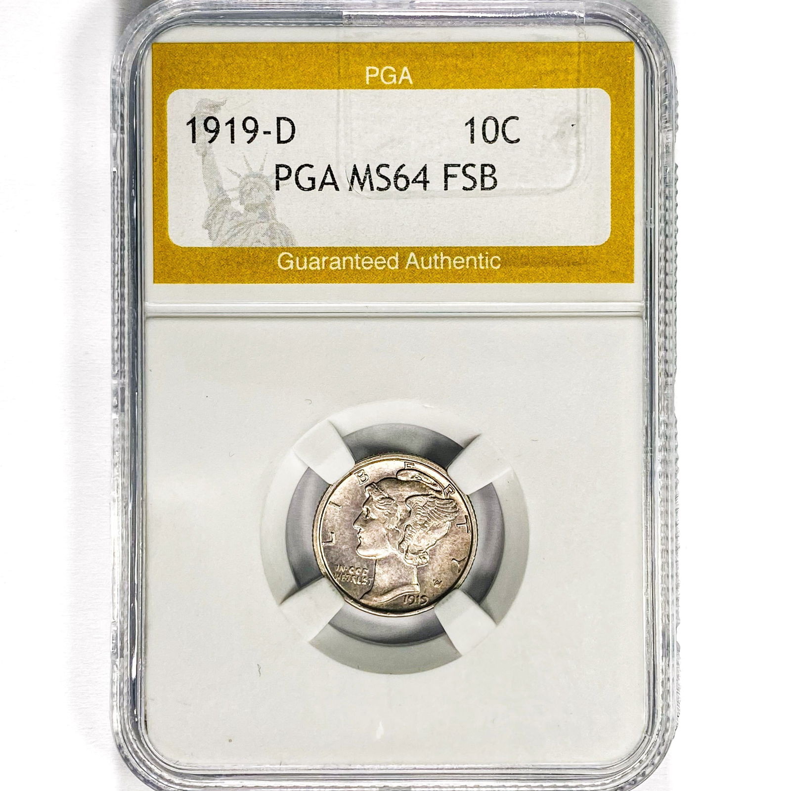 1919-D Mercury Silver Dime PGA MS64 FSB (1 of 2)