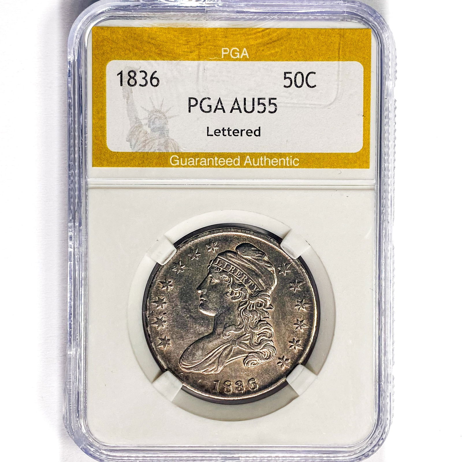 1836 Capped Bust Half Dollar PGA AU55 Lettered (1 of 2)