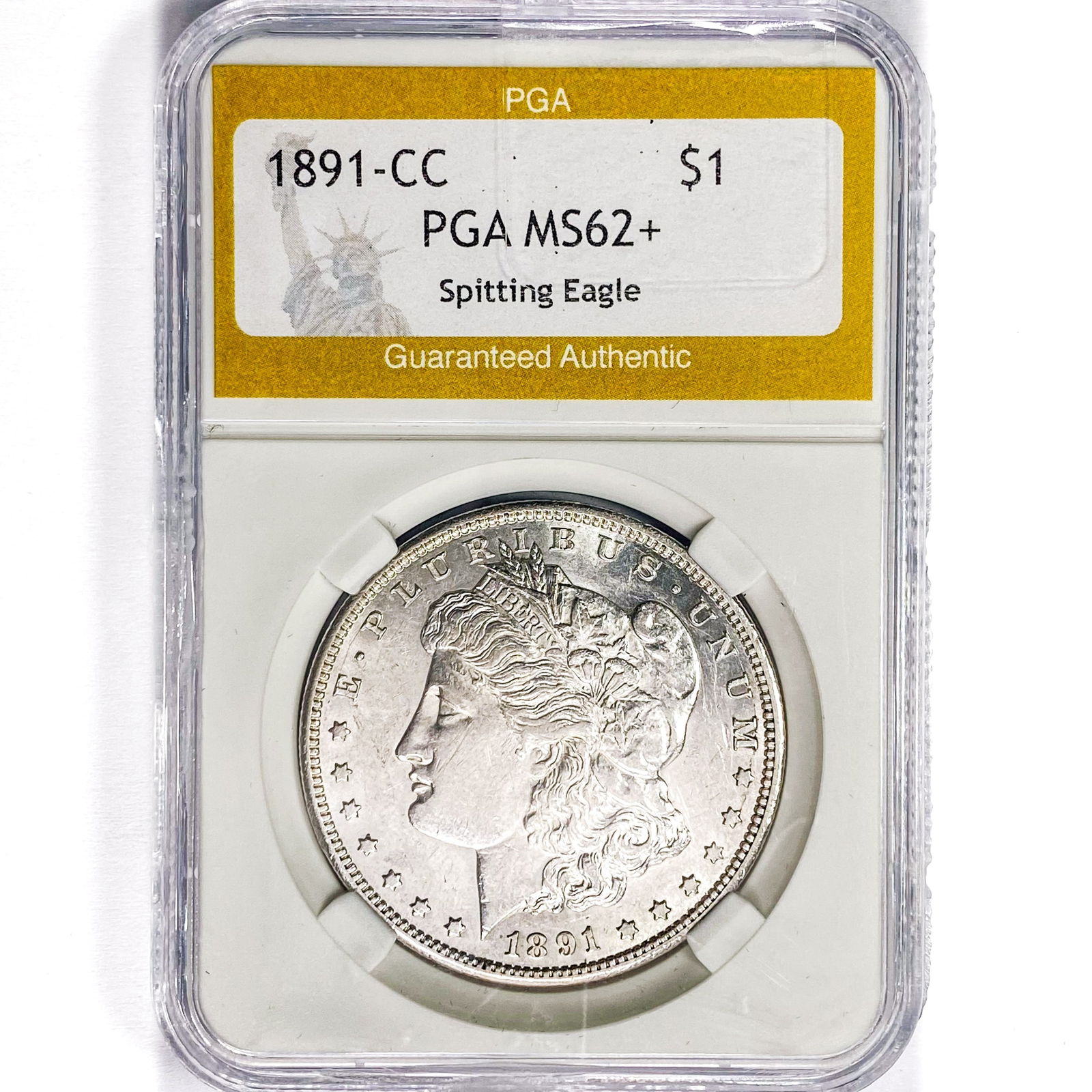 1891-CC Morgan Silver Dollar PGA MS62+ Spit. Eagle (1 of 2)