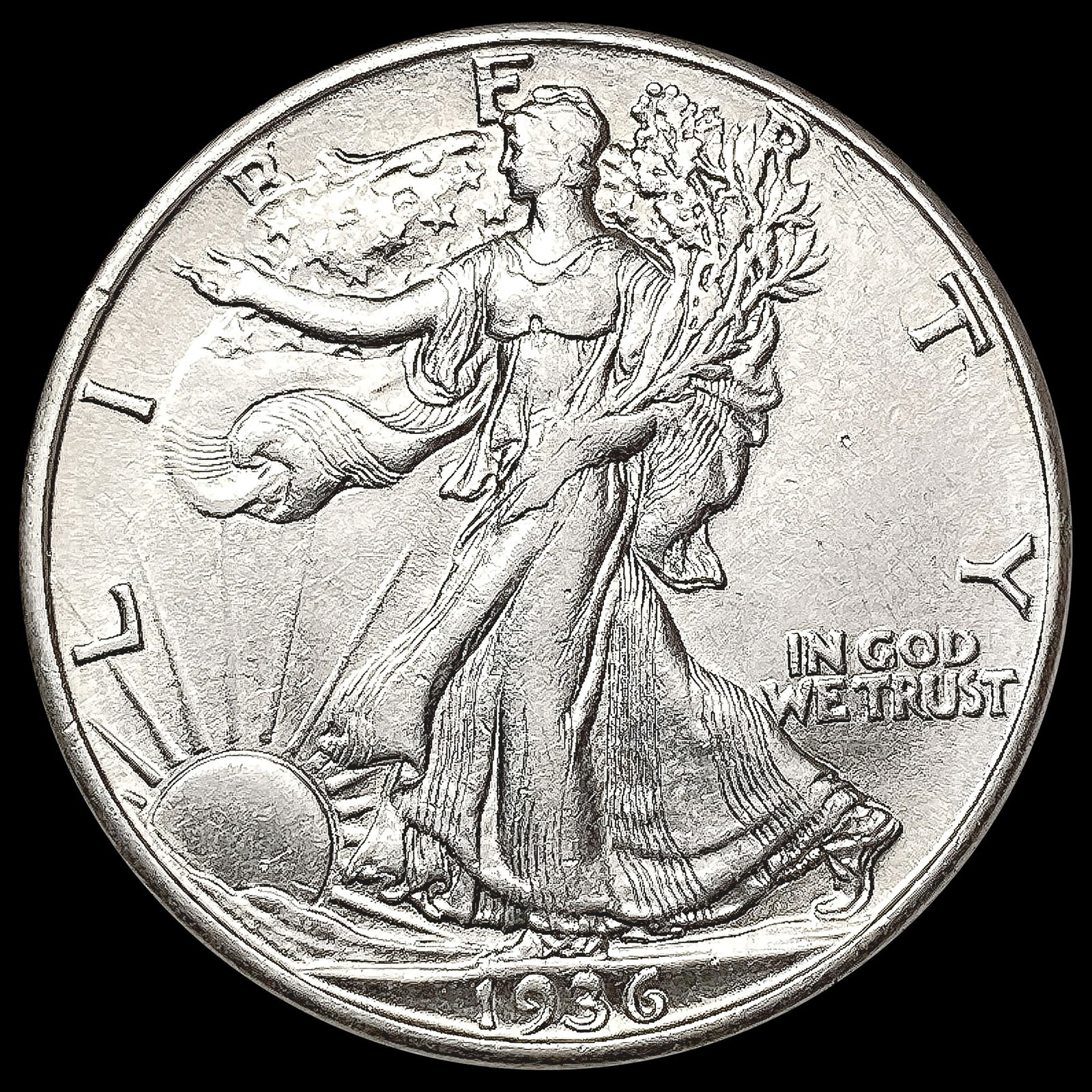 1936-D Walking Liberty Half Dollar CLOSELY UNCIRCU (1 of 2)