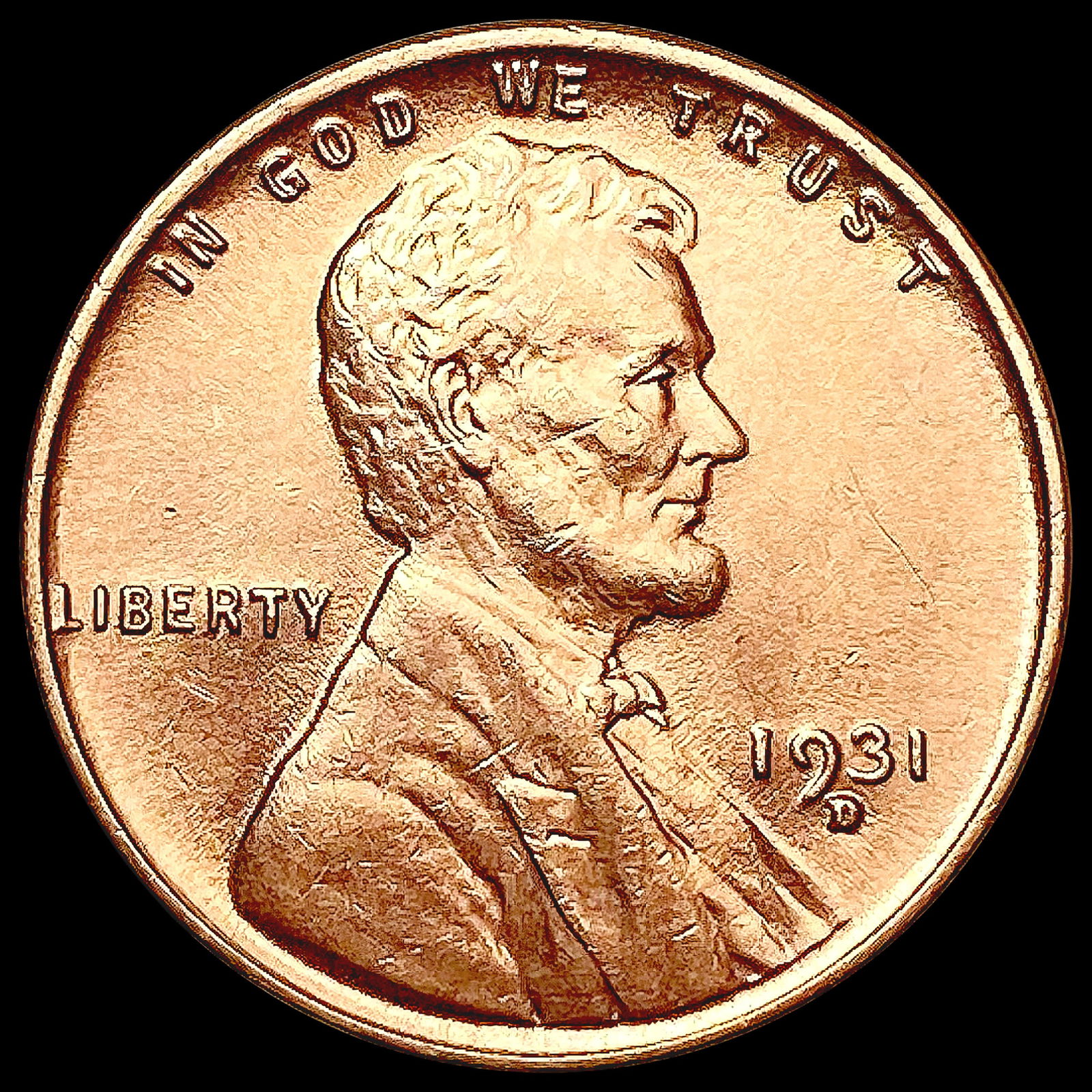 1931-D RED Wheat Cent CHOICE BU (1 of 2)