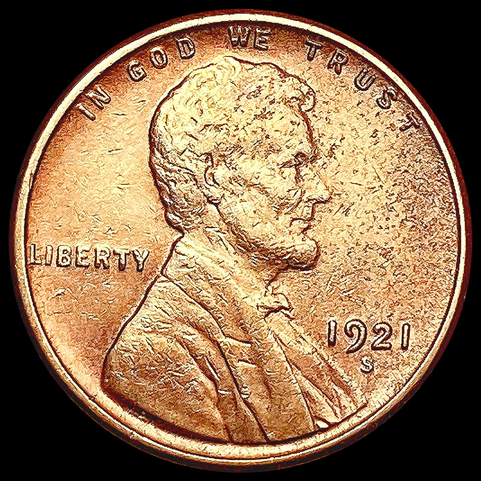 1921-S RED Wheat Cent CHOICE AU (1 of 2)