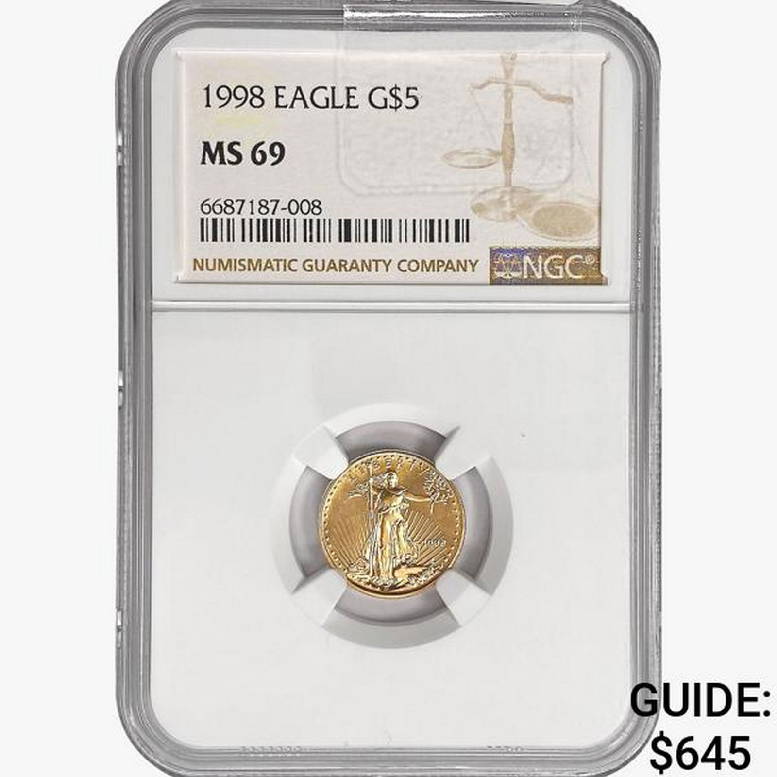 1998 $5 1/10oz. American Gold Eagle NGC MS69 (1 of 2)