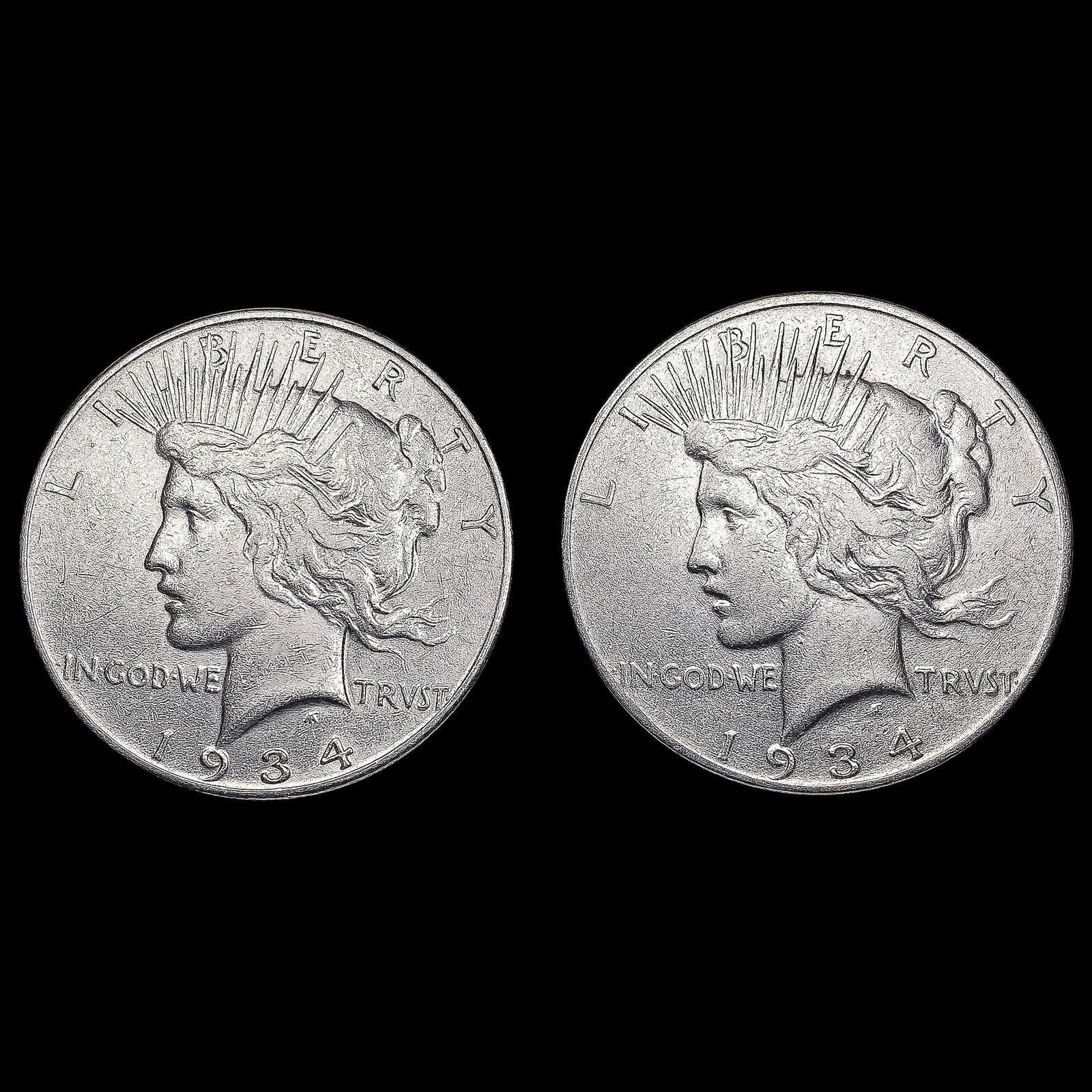 [2] 1934 Peace Silver Dollars CLOSELY UNCIRCULATED (1 of 2)