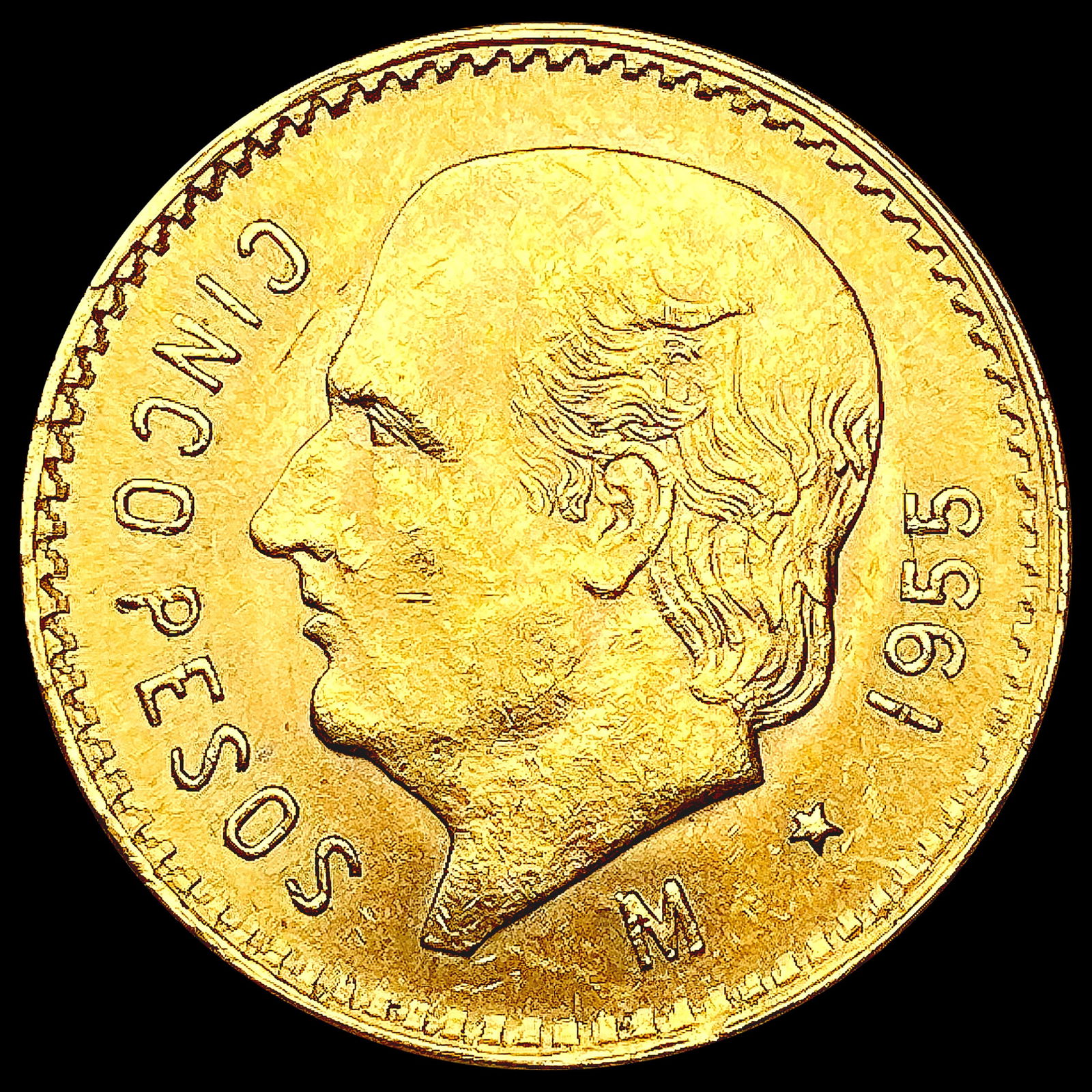 1955 Mexico .1206oz Gold 5 Pesos CHOICE BU (1 of 2)