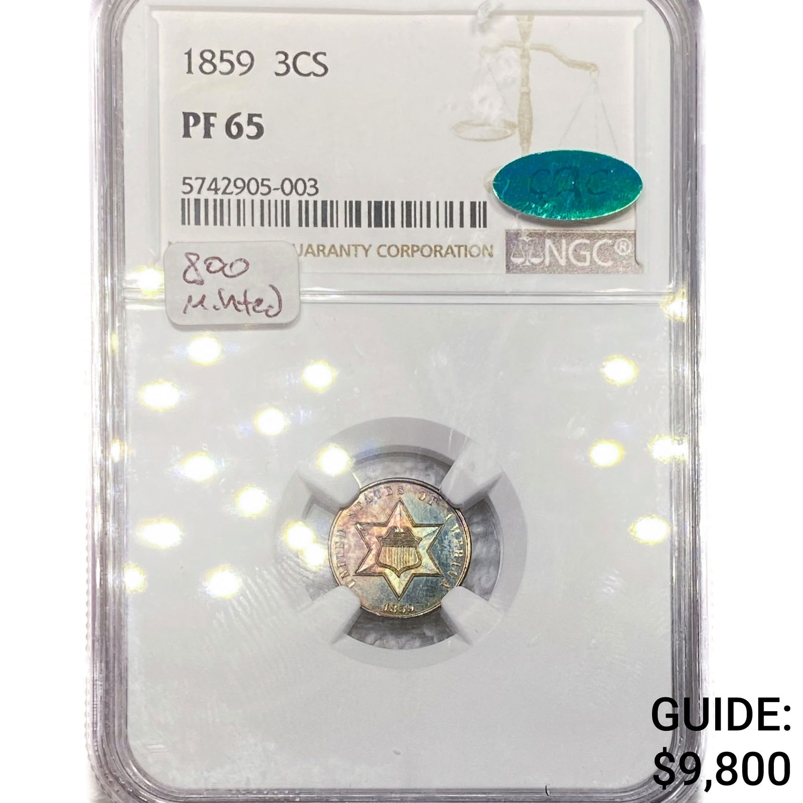 1859 Silver Three Cent NGC PF65 CAC (1 of 2)